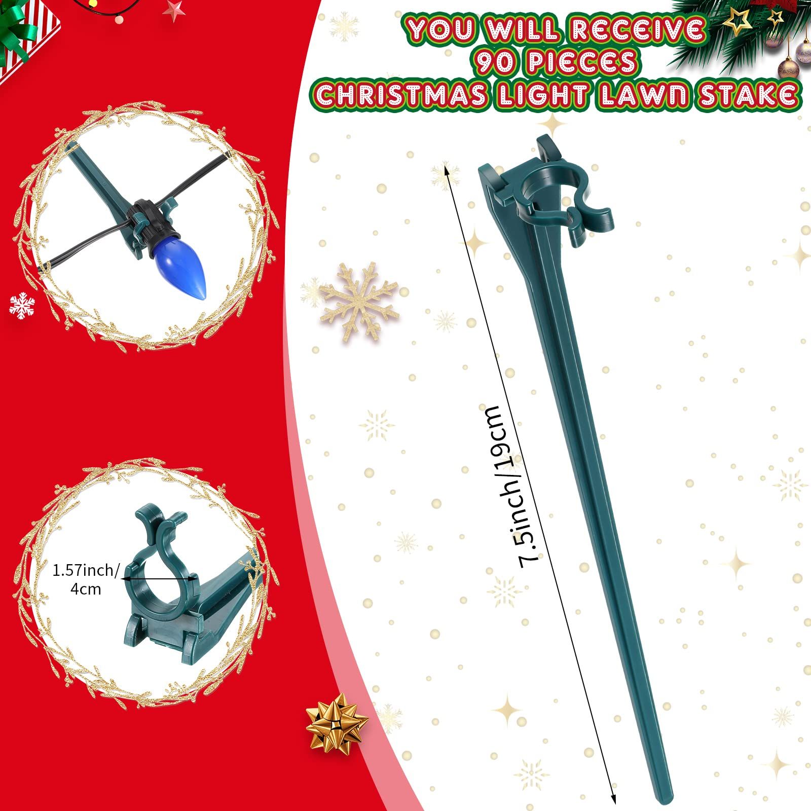 Christmas Light Stakes Universal Yard Lawn Holiday Light Stakes for C7 C9 view 4