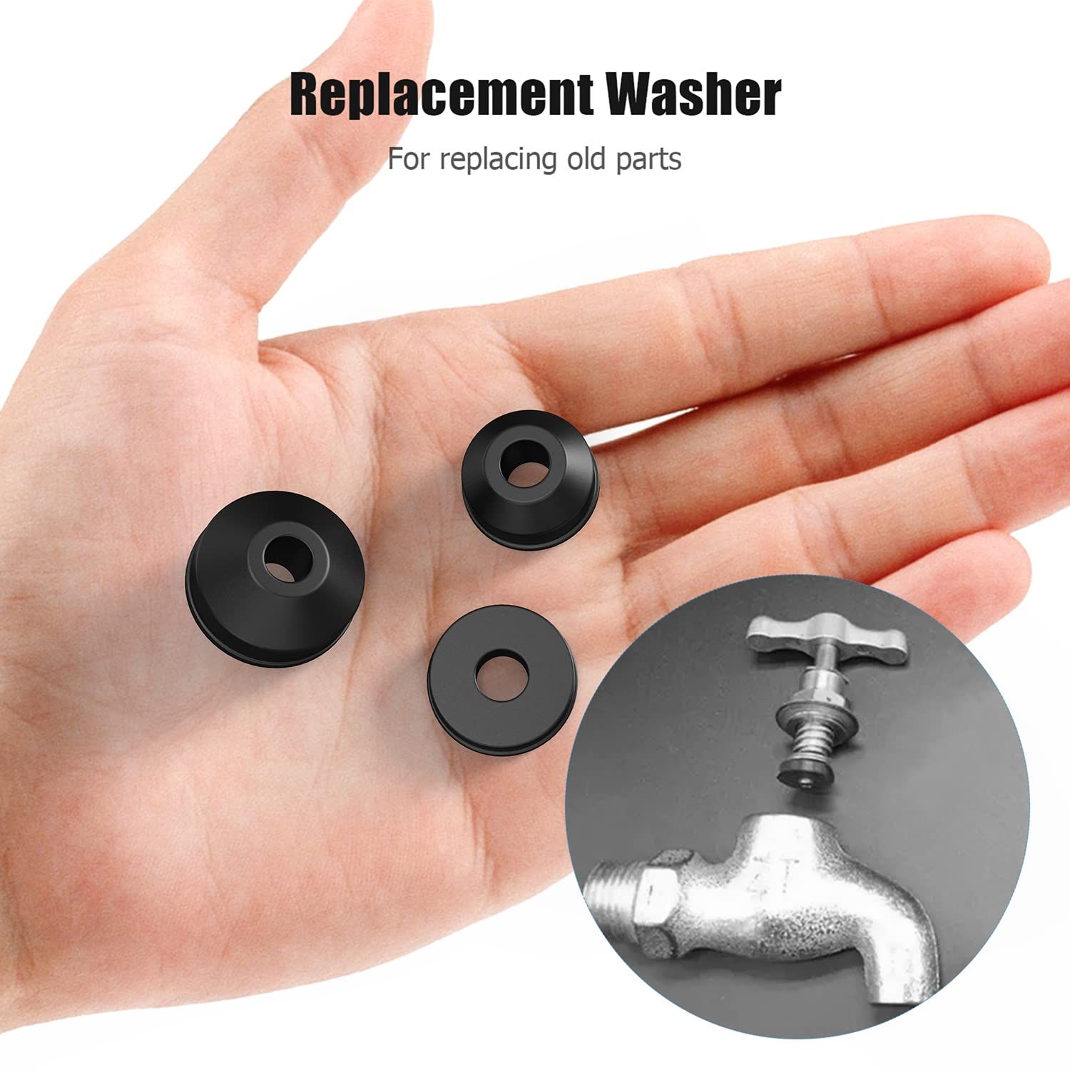 Faucet Washers, 58-Pack Flat and Beveled Rubber Faucet Washers and Brass Bibb view 5