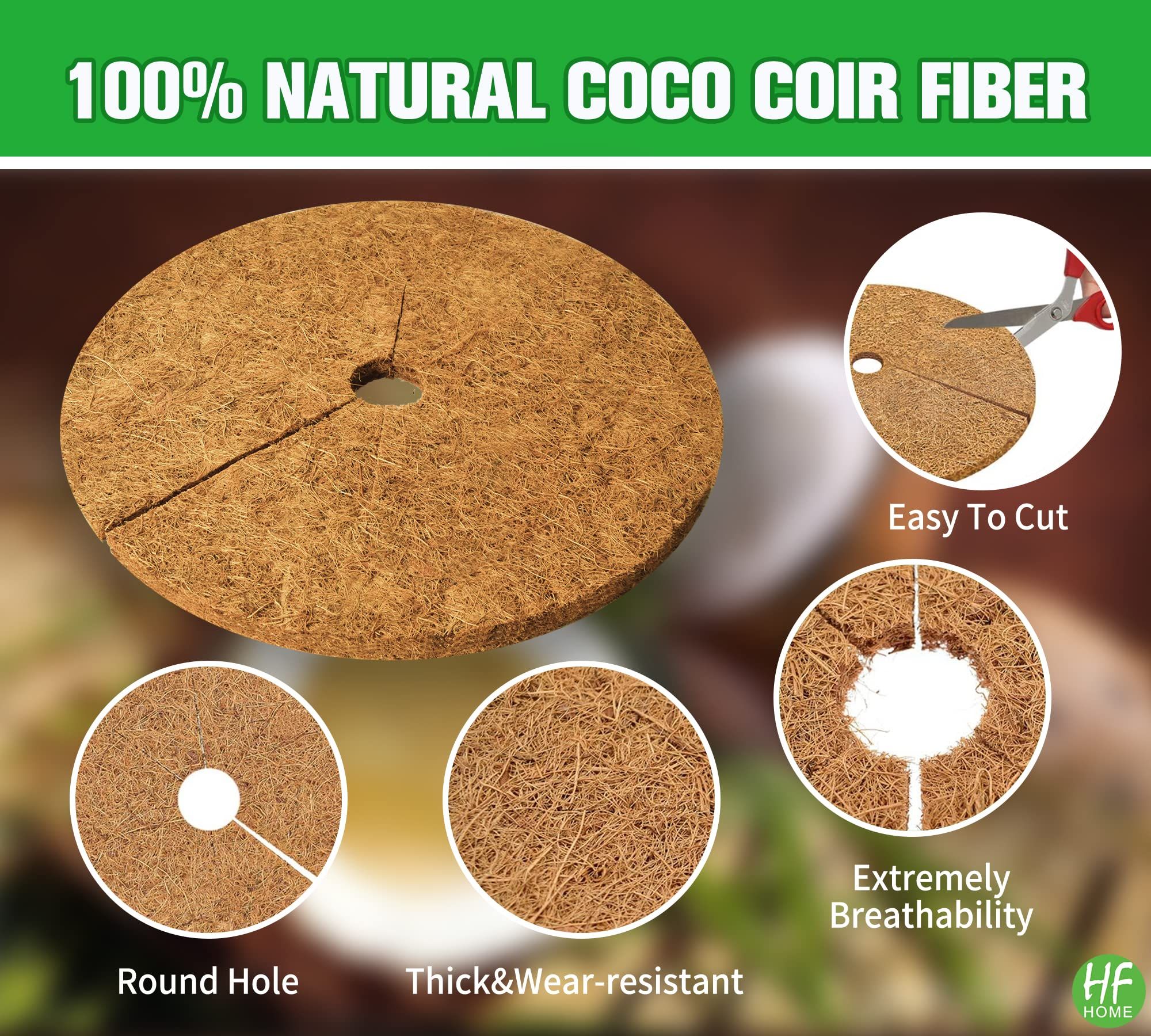 4pcs 17.5" Dia Coconut Fibers Tree Mulch Ring Protector Mat view 5