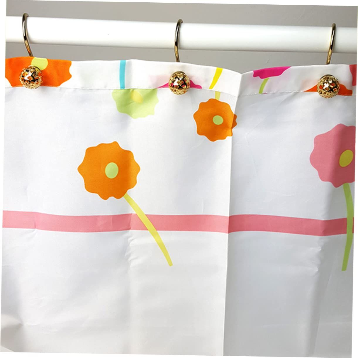12 Count Gold Shower Curtain Rings Hooks Easy Roller Ball Shower Curtain Rings view 5