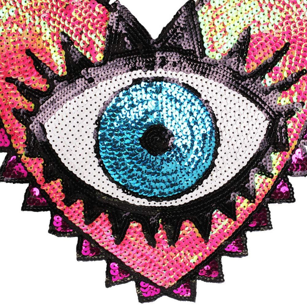 Sequin Patch Fashion Coat Patch Heart-Shaped Eye Sequins Embroidery Clothing view 2