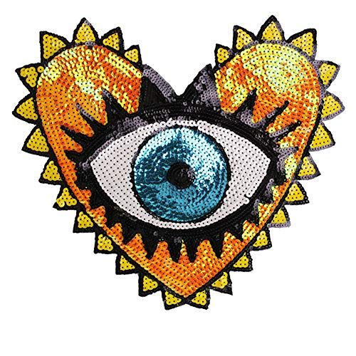 Sequin Patch Fashion Coat Patch Heart-Shaped Eye Sequins Embroidery Clothing view 4