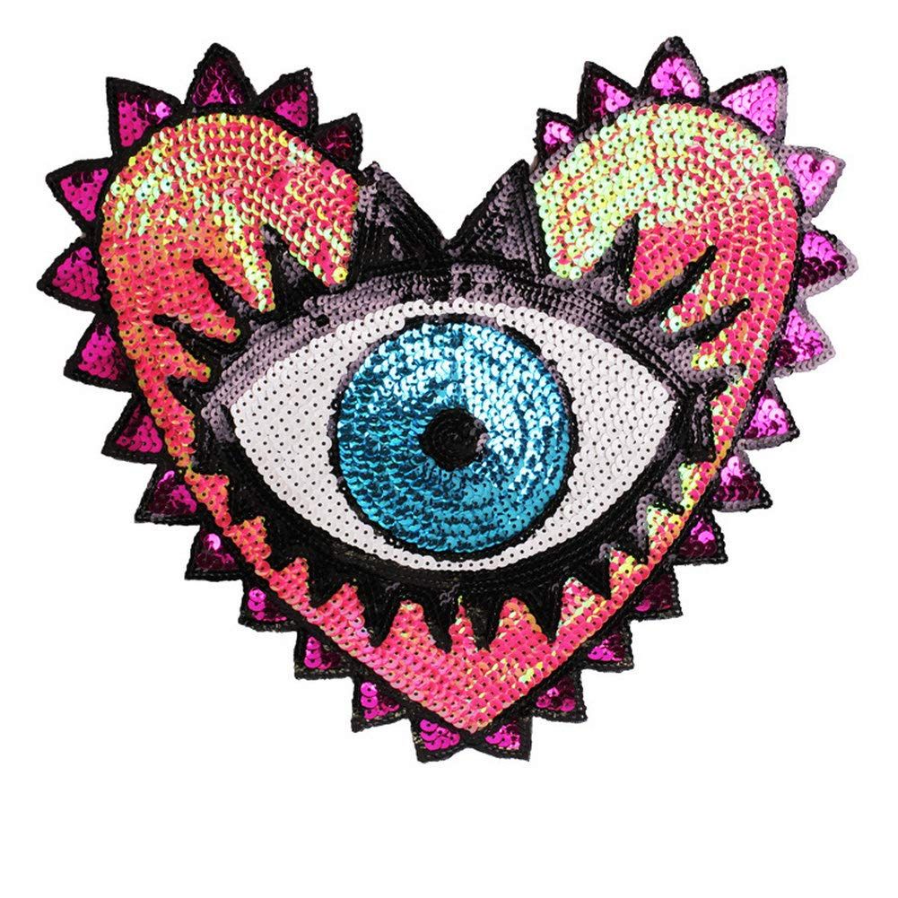 Sequin Patch Fashion Coat Patch Heart-Shaped Eye Sequins Embroidery Clothing view 5
