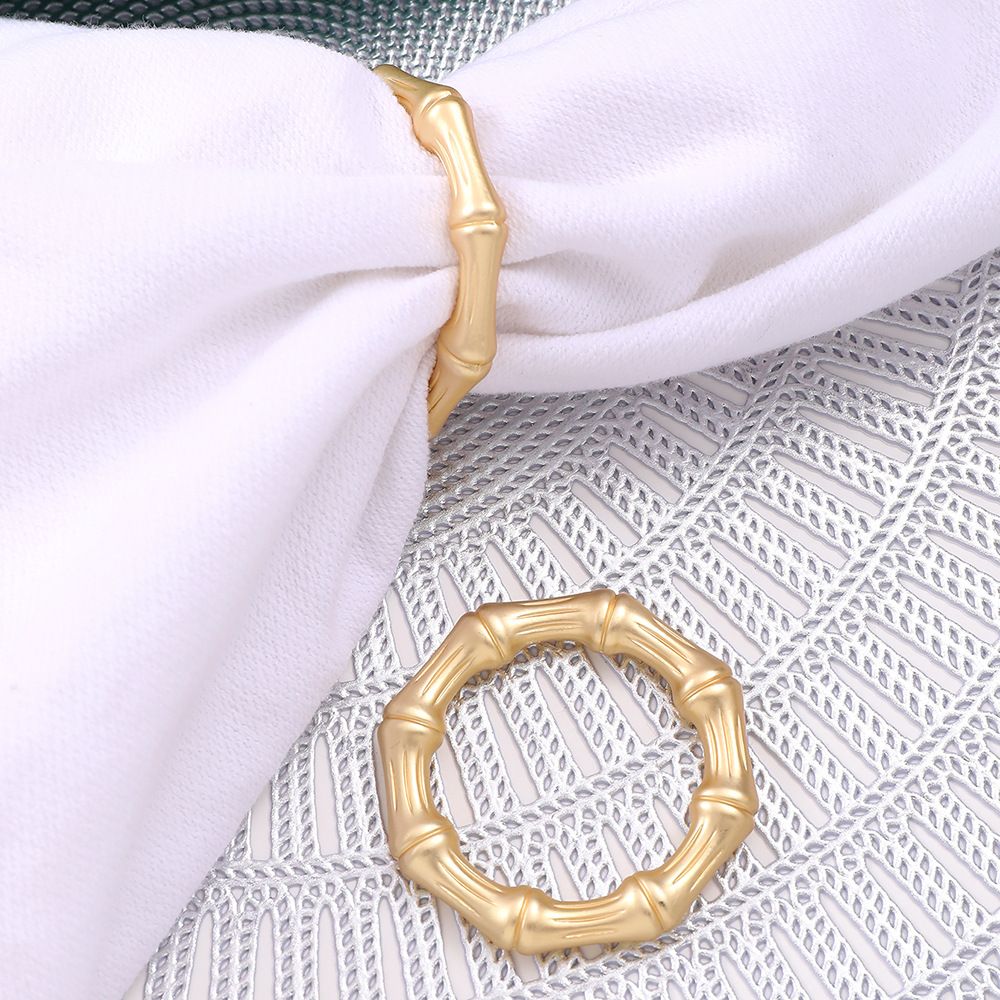 24 Pieces Metal Napkin Ring Holders Bamboo Knuckles Style Gold Napkin Holder view 2