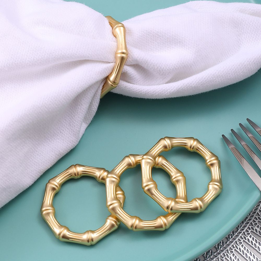 24 Pieces Metal Napkin Ring Holders Bamboo Knuckles Style Gold Napkin Holder view 5
