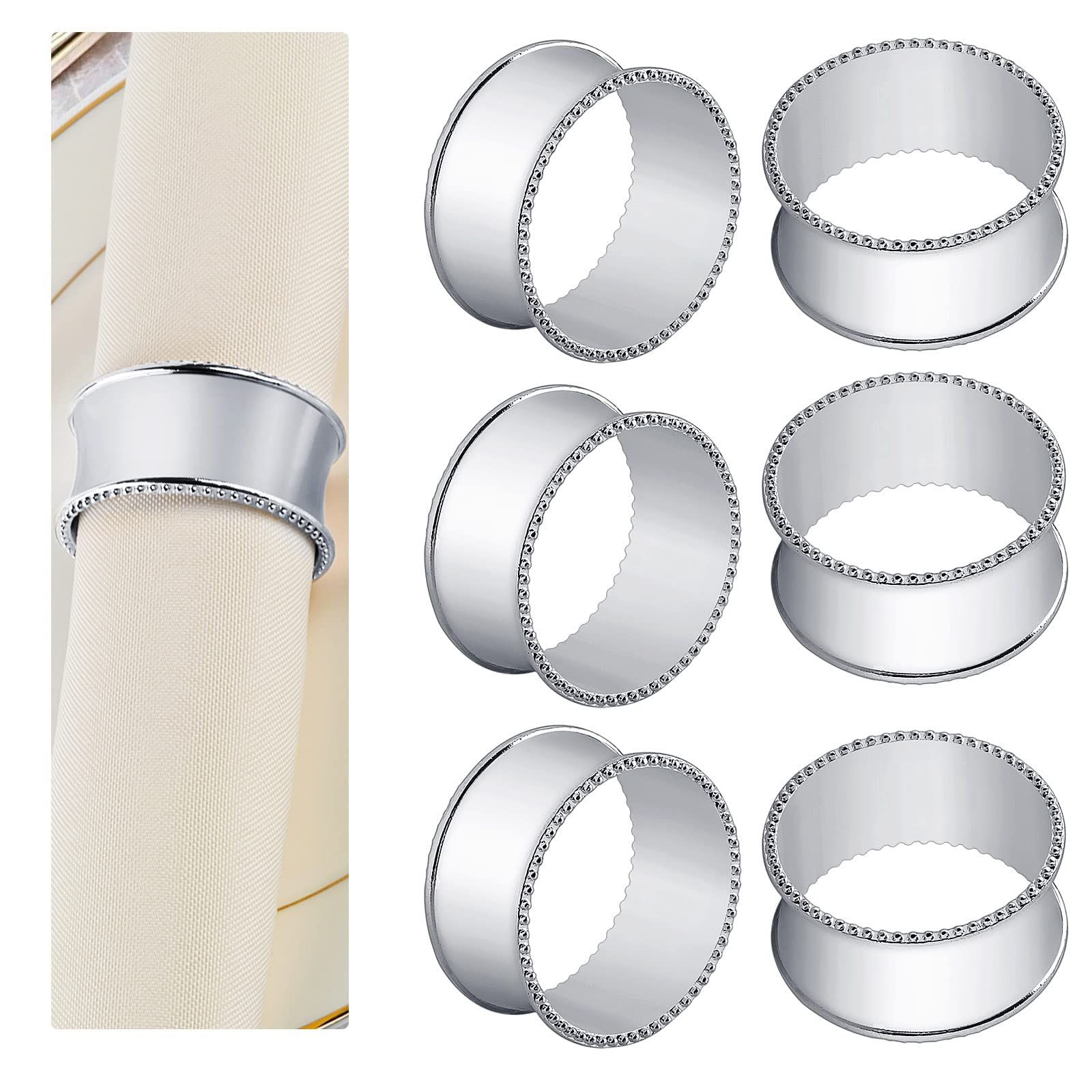 12 Pcs Stainless Steel Bead Side Napkin Rings Delicate Buckles (Silver) not