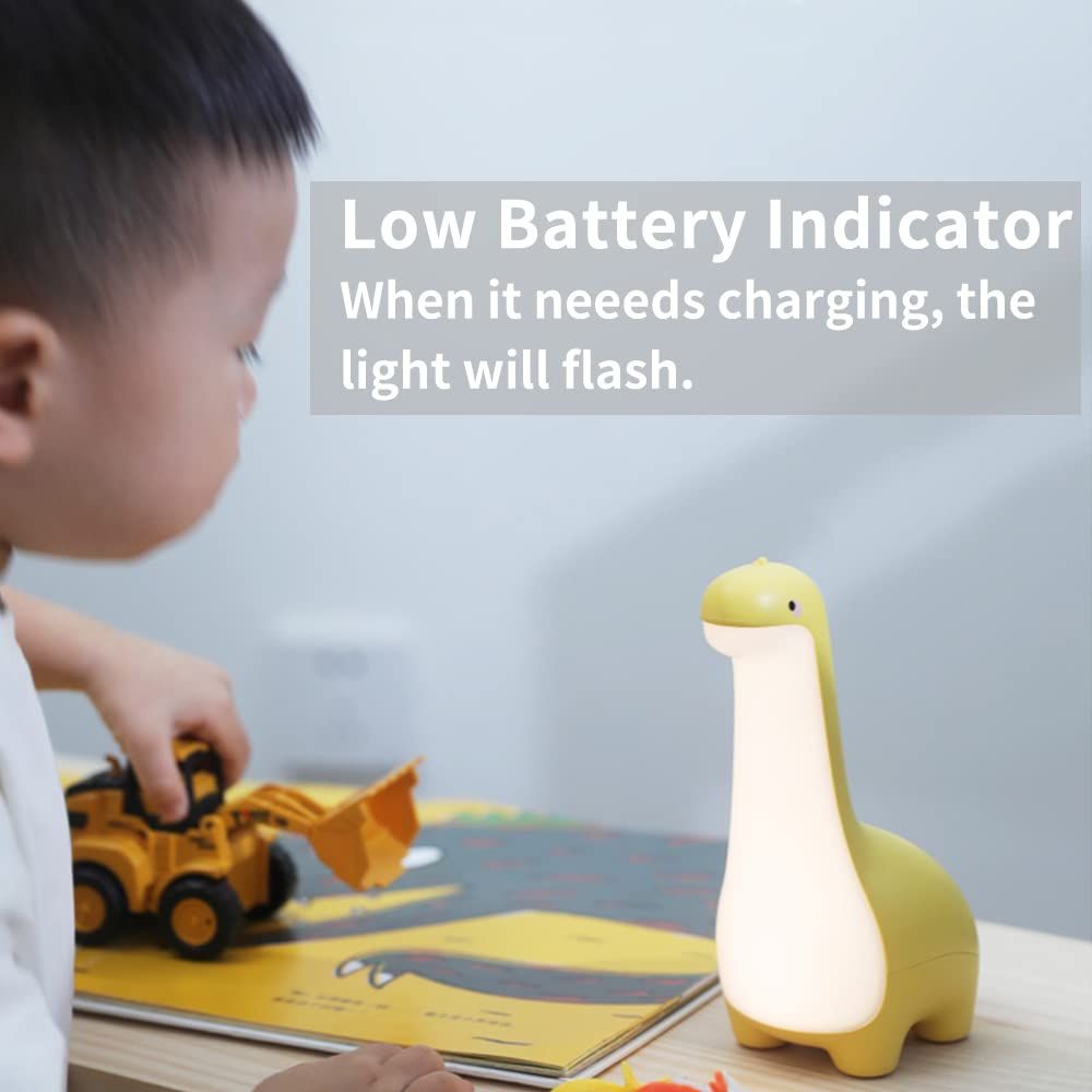 Dinosaur Night Lamp, Dimmable Bedside Night Light USB Rechargeable, Kids view 4