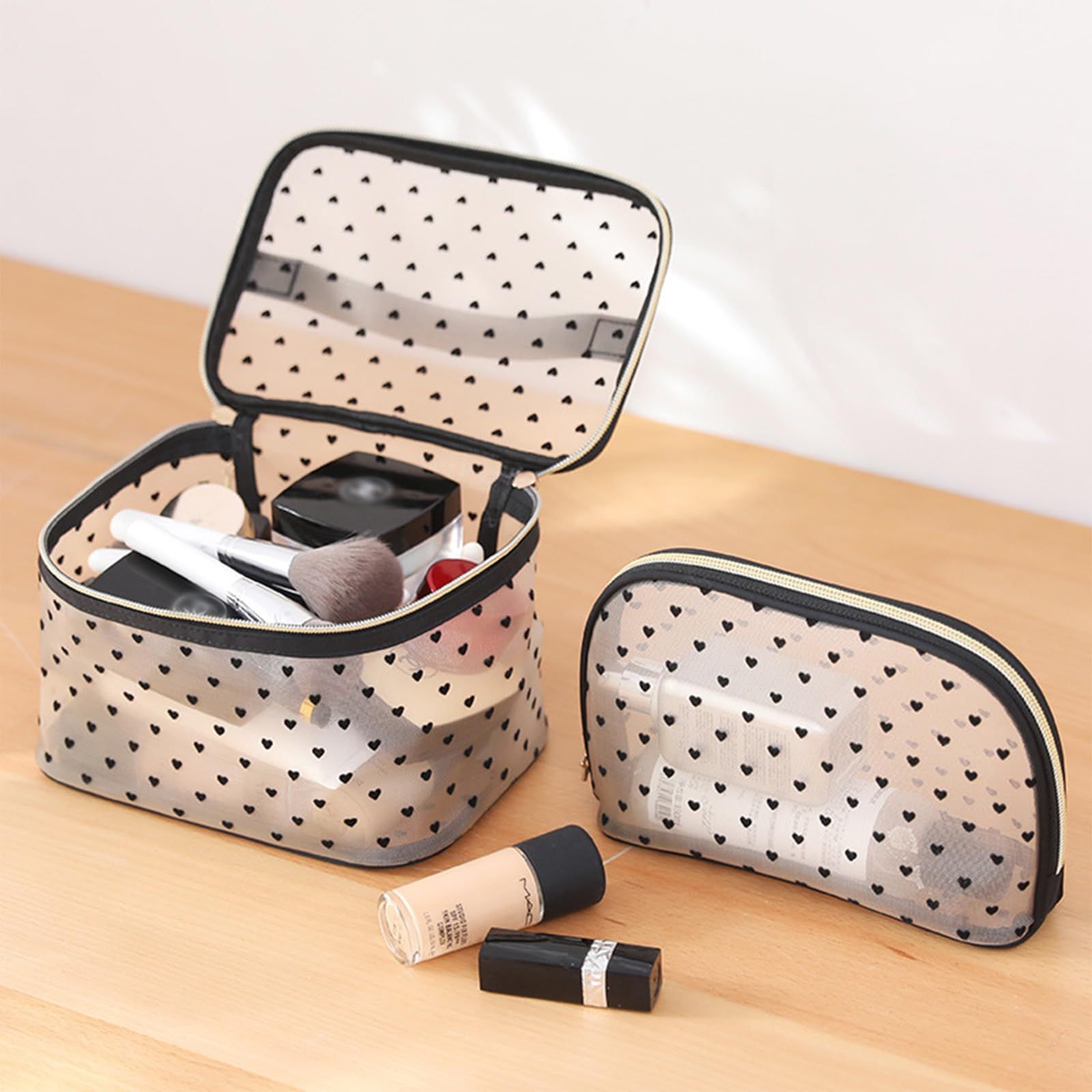 5 Pcs/Set Mesh Makeup Bag Mesh Cosmetic Bag with Zipper with Zipper Portable view 2