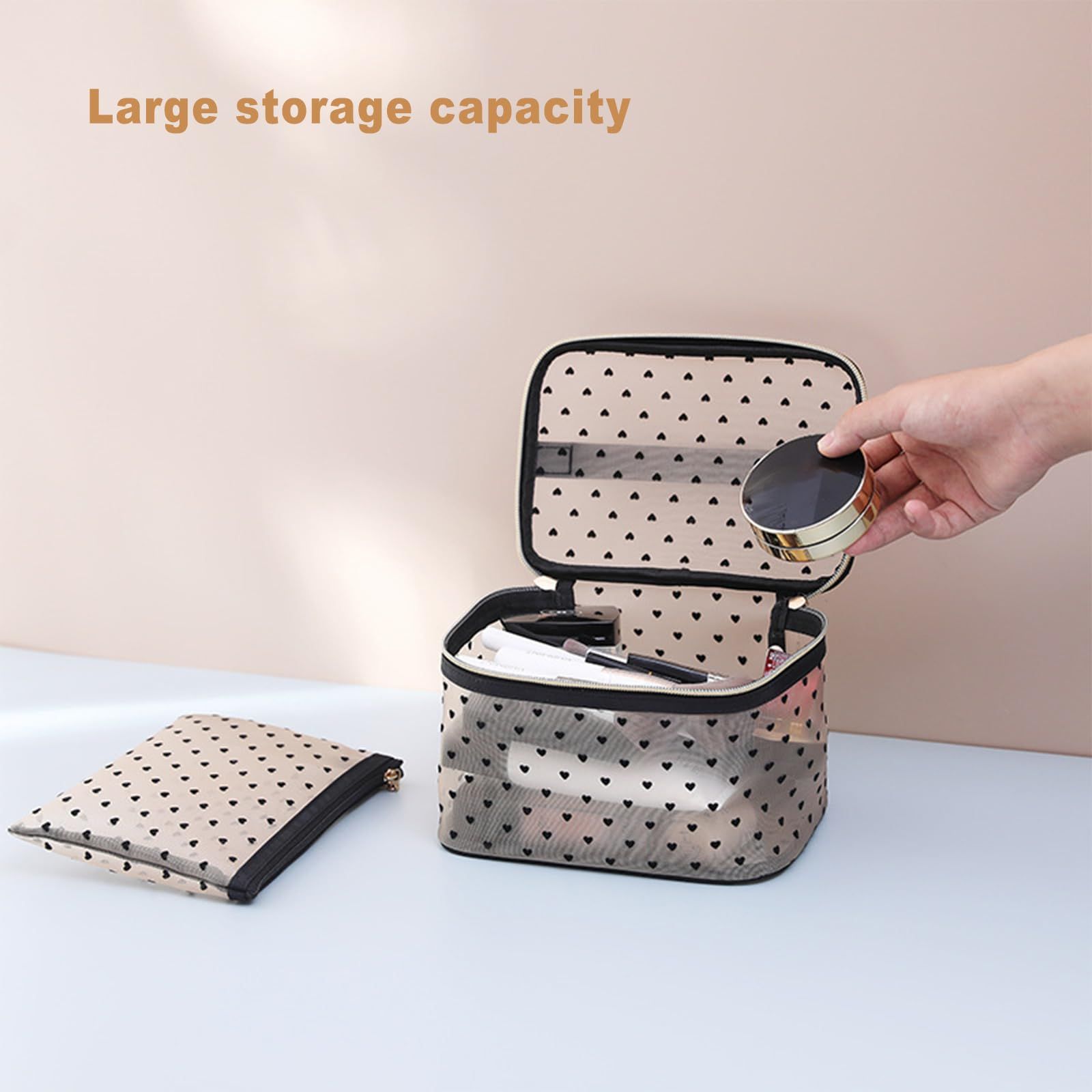 5 Pcs/Set Mesh Makeup Bag Mesh Cosmetic Bag with Zipper with Zipper Portable view 3