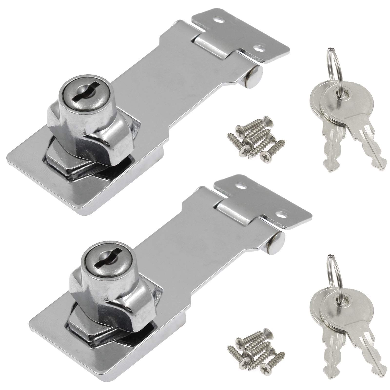2Pcs Keyed Hasp Locks 3 Inch Twist Knob Keyed Locking Hasp — image 1