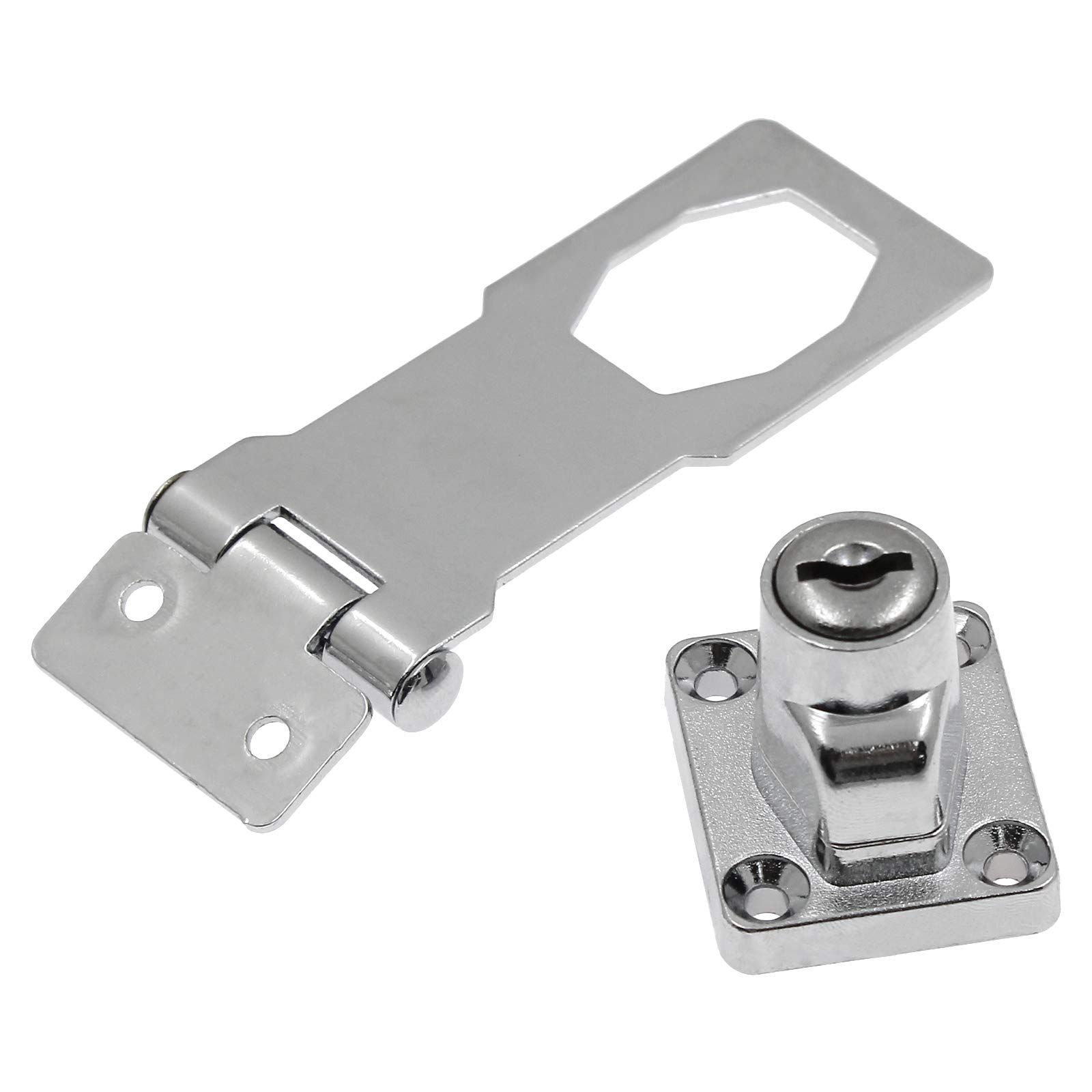 2Pcs Keyed Hasp Locks 3 Inch Twist Knob Keyed Locking Hasp view 4