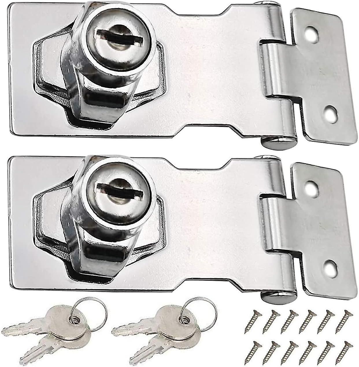 2Pcs Keyed Hasp Locks 3 Inch Twist Knob Keyed Locking Hasp view 5