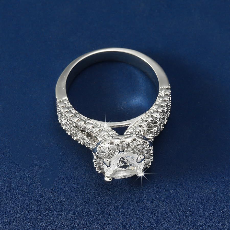Fashion Jewelry Shiny Full Diamond Ring Round Cubic Zirconia Anniversary view 3