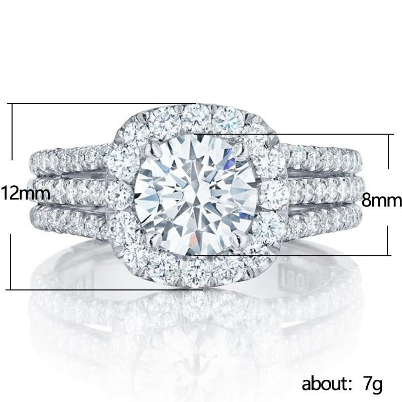 Fashion Jewelry Shiny Full Diamond Ring Round Cubic Zirconia Anniversary view 5