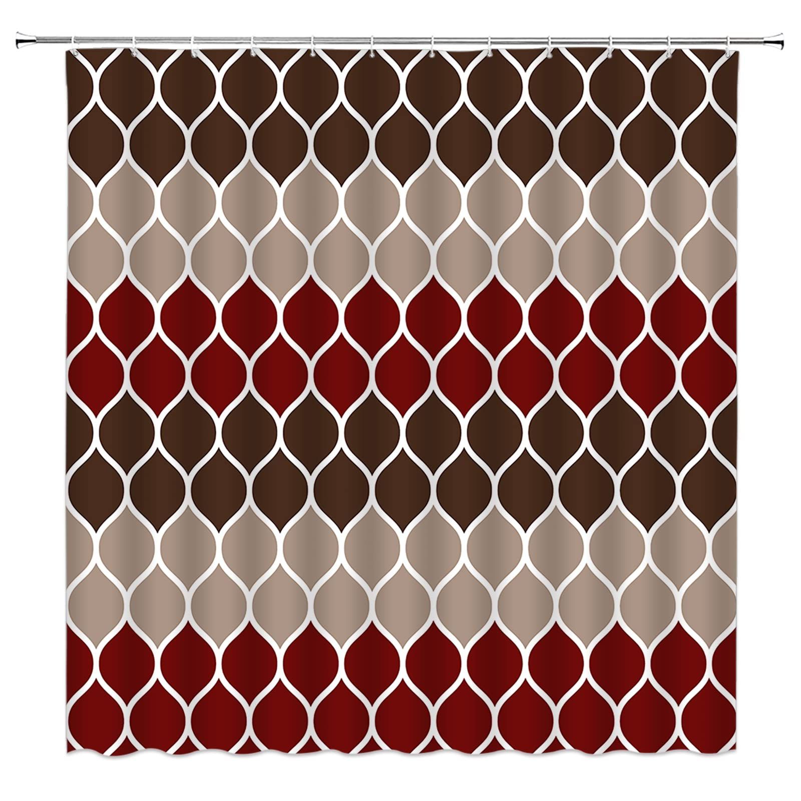 Brown Geometric Shower Curtain Red Tan Creative Home Textured Modern Home