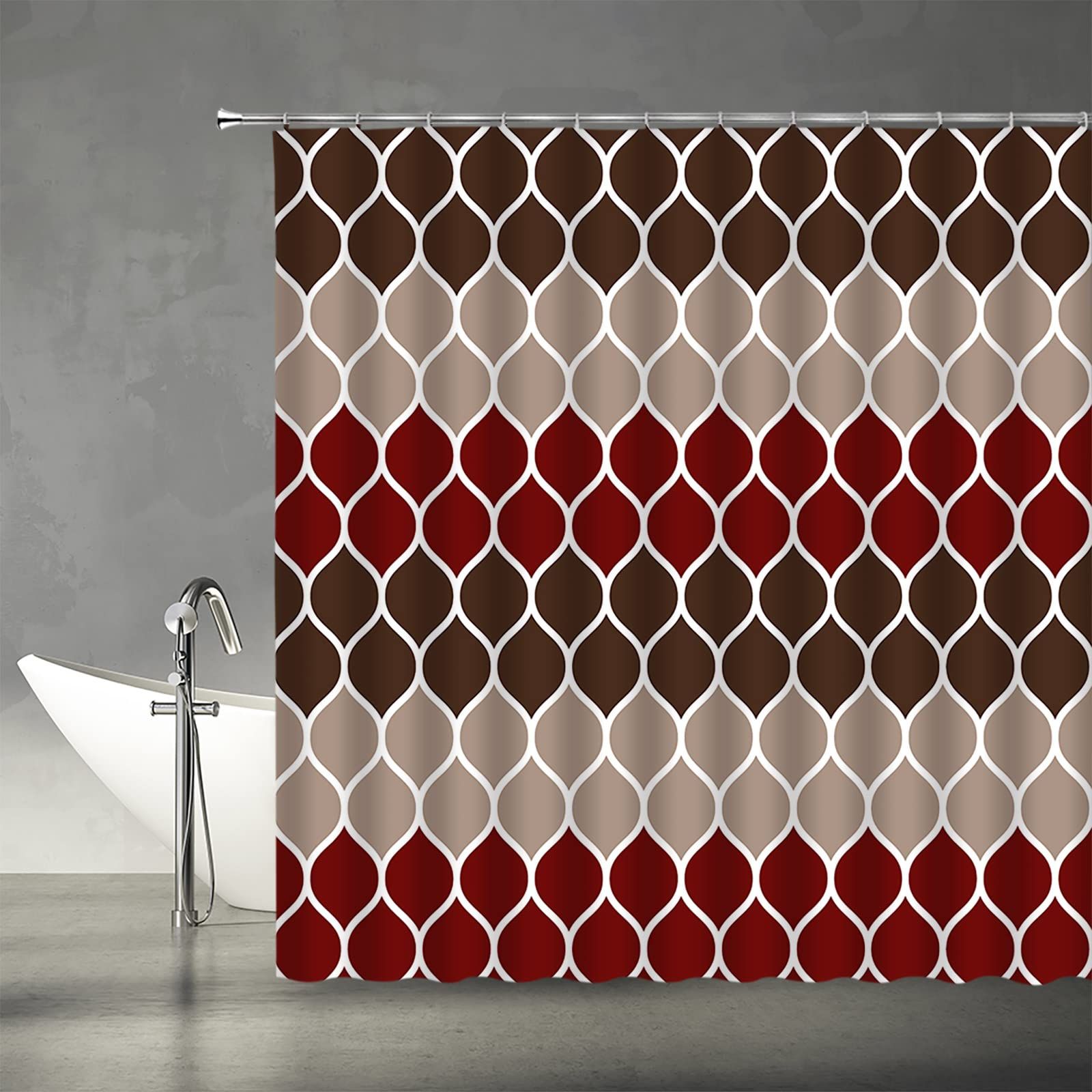 Brown Geometric Shower Curtain Red Tan Creative Home Textured Modern Home view 2