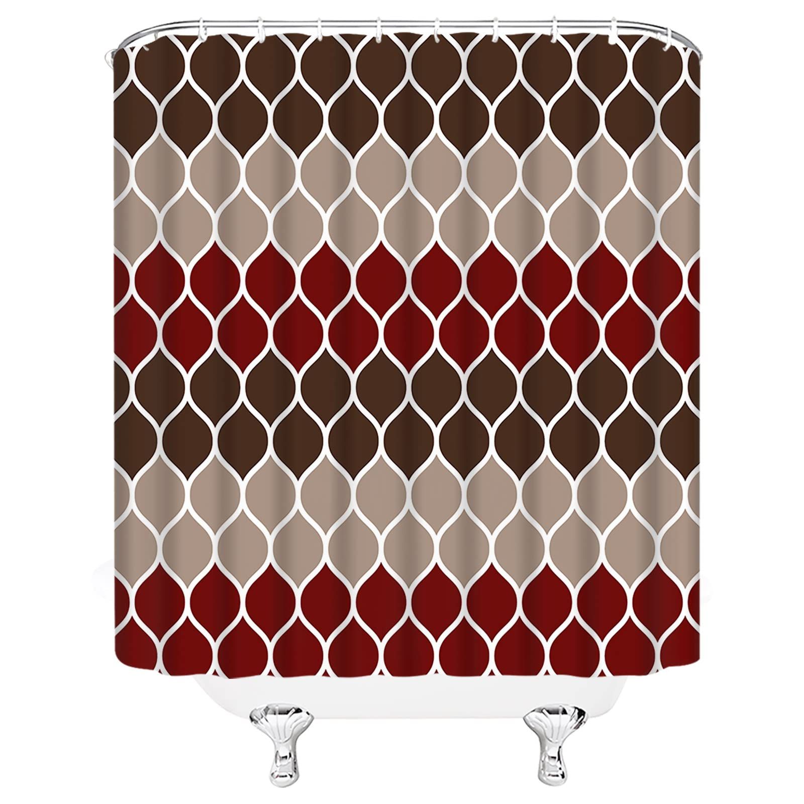 Brown Geometric Shower Curtain Red Tan Creative Home Textured Modern Home view 3