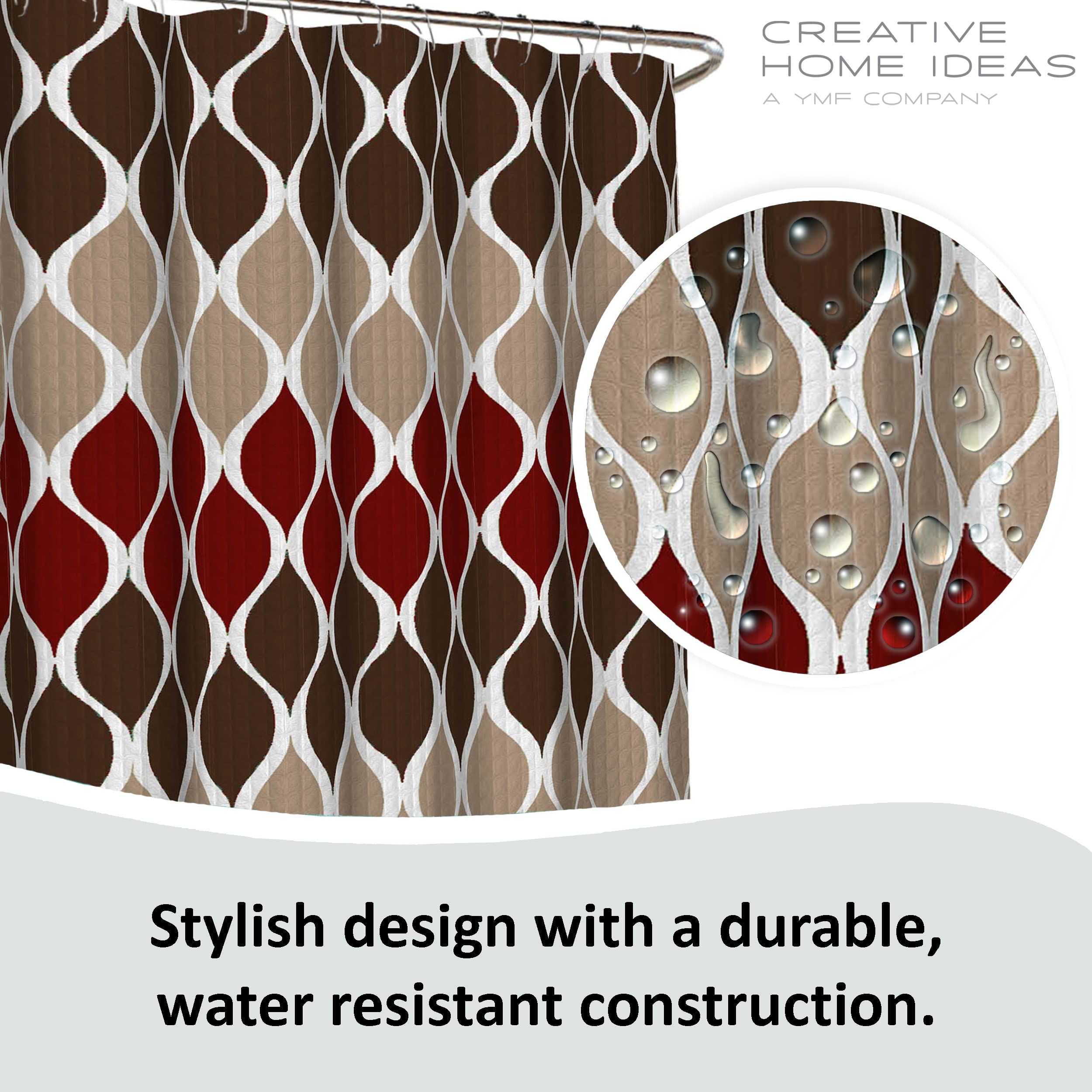 Brown Geometric Shower Curtain Red Tan Creative Home Textured Modern Home view 5