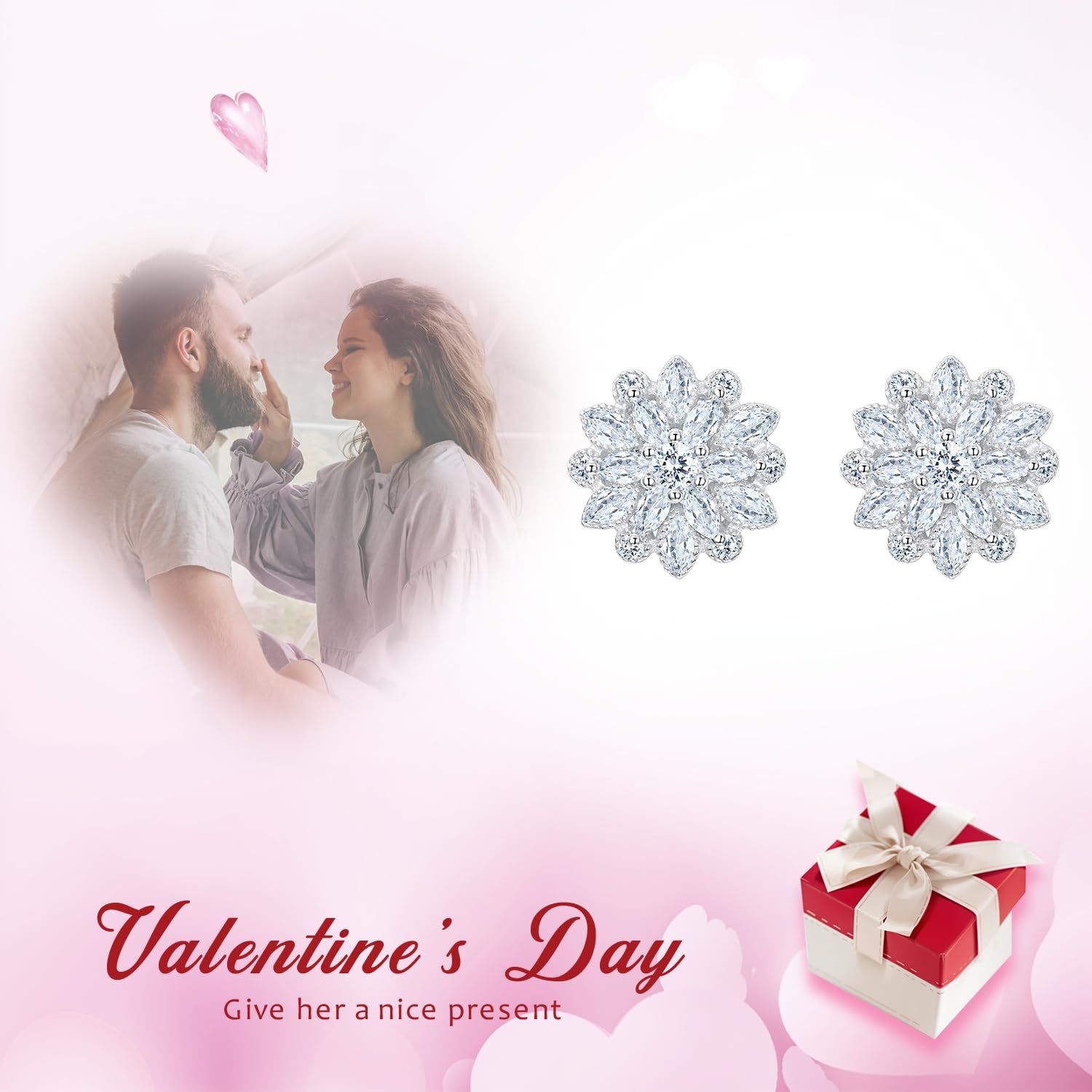 Full Cubic Zirconia Bridal Flower Stud Earrings 15mm for Women Girl view 5
