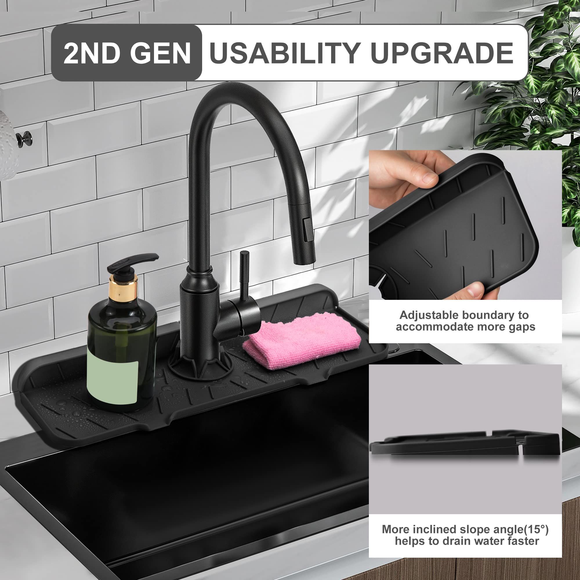 Silicone Sink Splash Guard 2 - Slope Upgraded Faucet Mat view 3