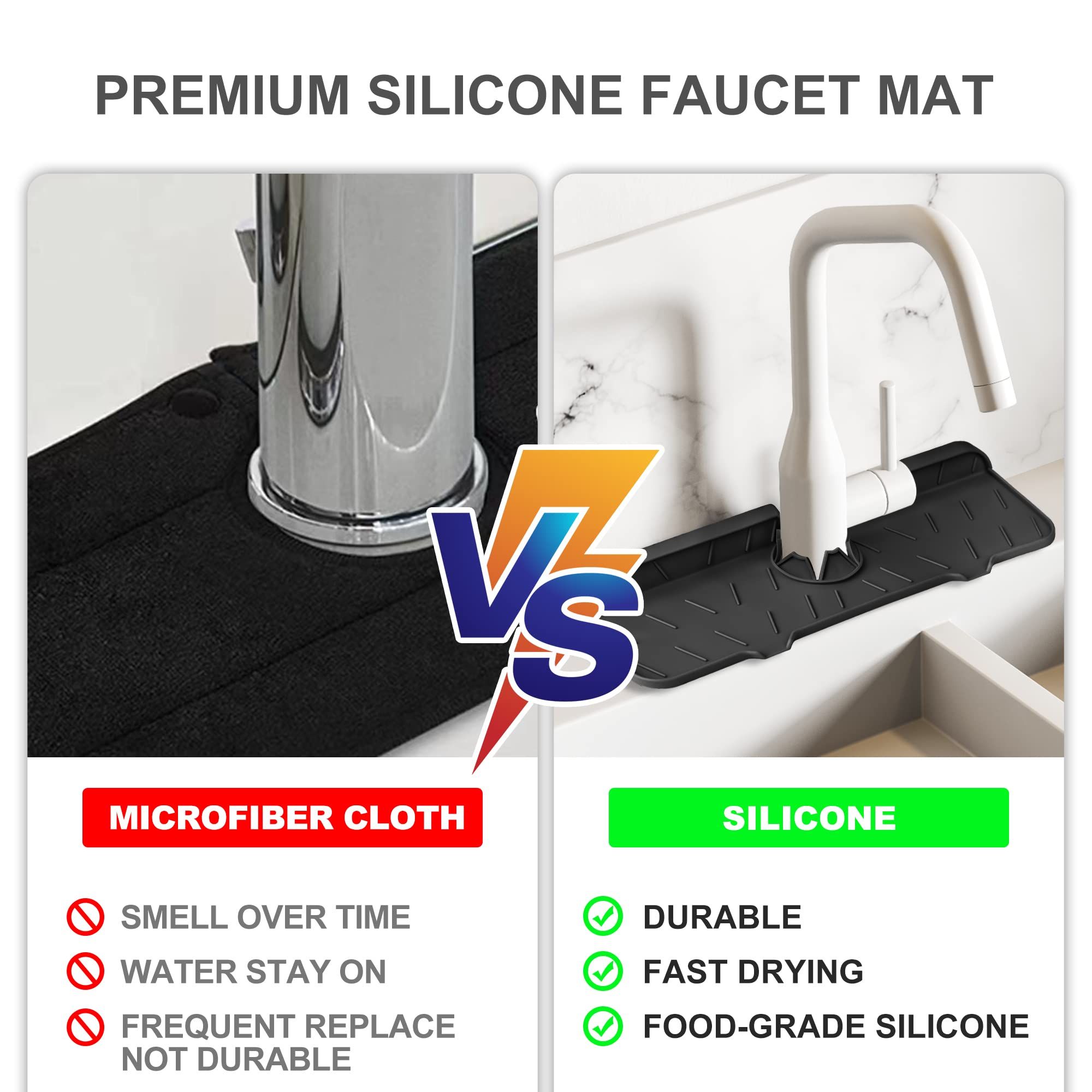 Silicone Sink Splash Guard 2 - Slope Upgraded Faucet Mat view 5
