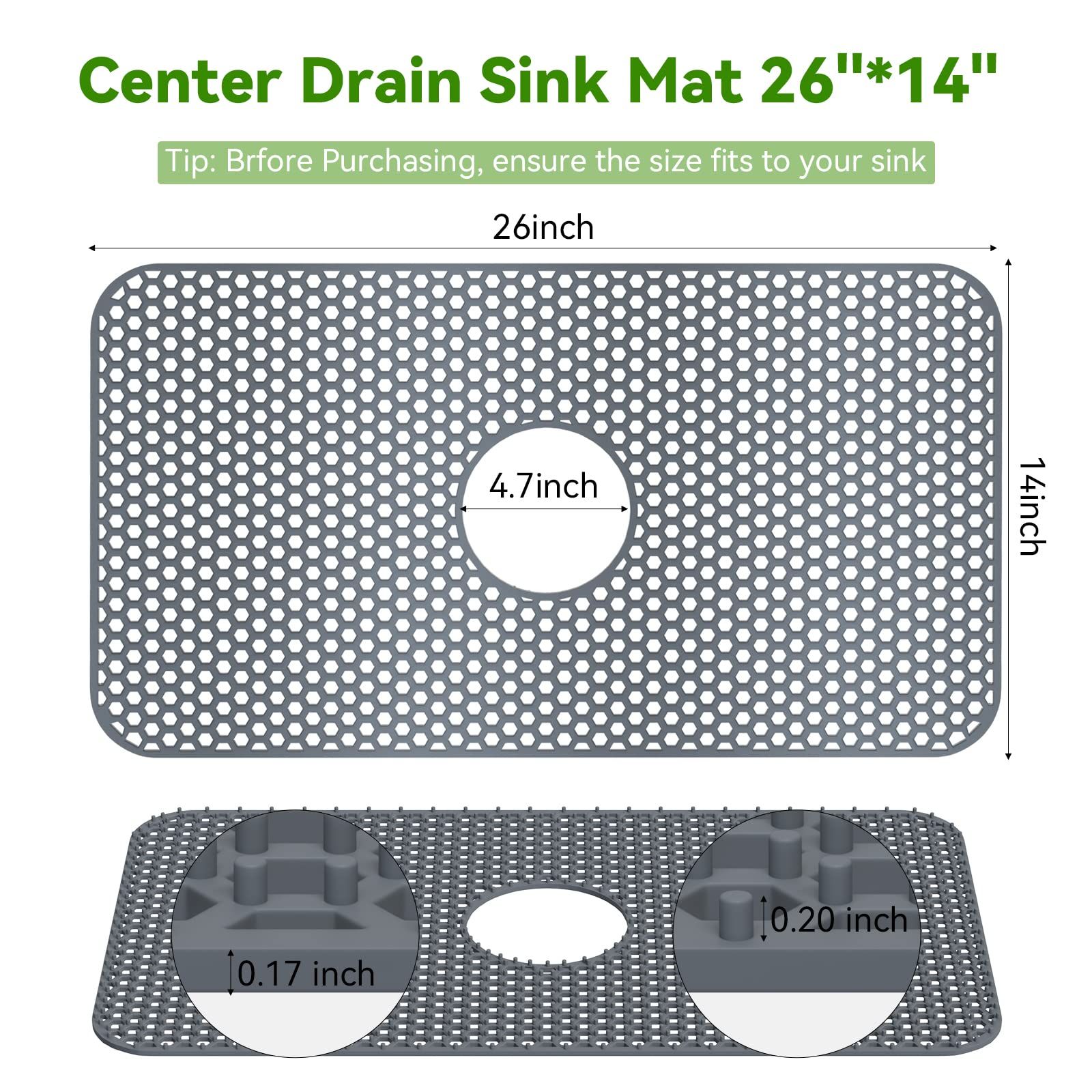 Silicone Sink Mat Kitchen Sink Mats 26''x14'' Sink Protectors for Kitchen Sink view 2