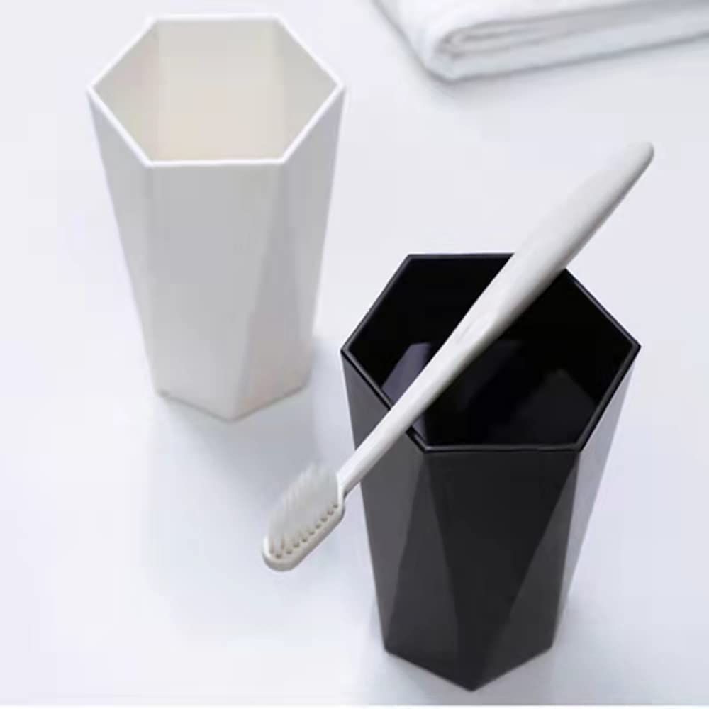 Bathroom Cups 2Pieces, Plastic Toothbrush Holder, Tumbler Cup, Geometric view 3