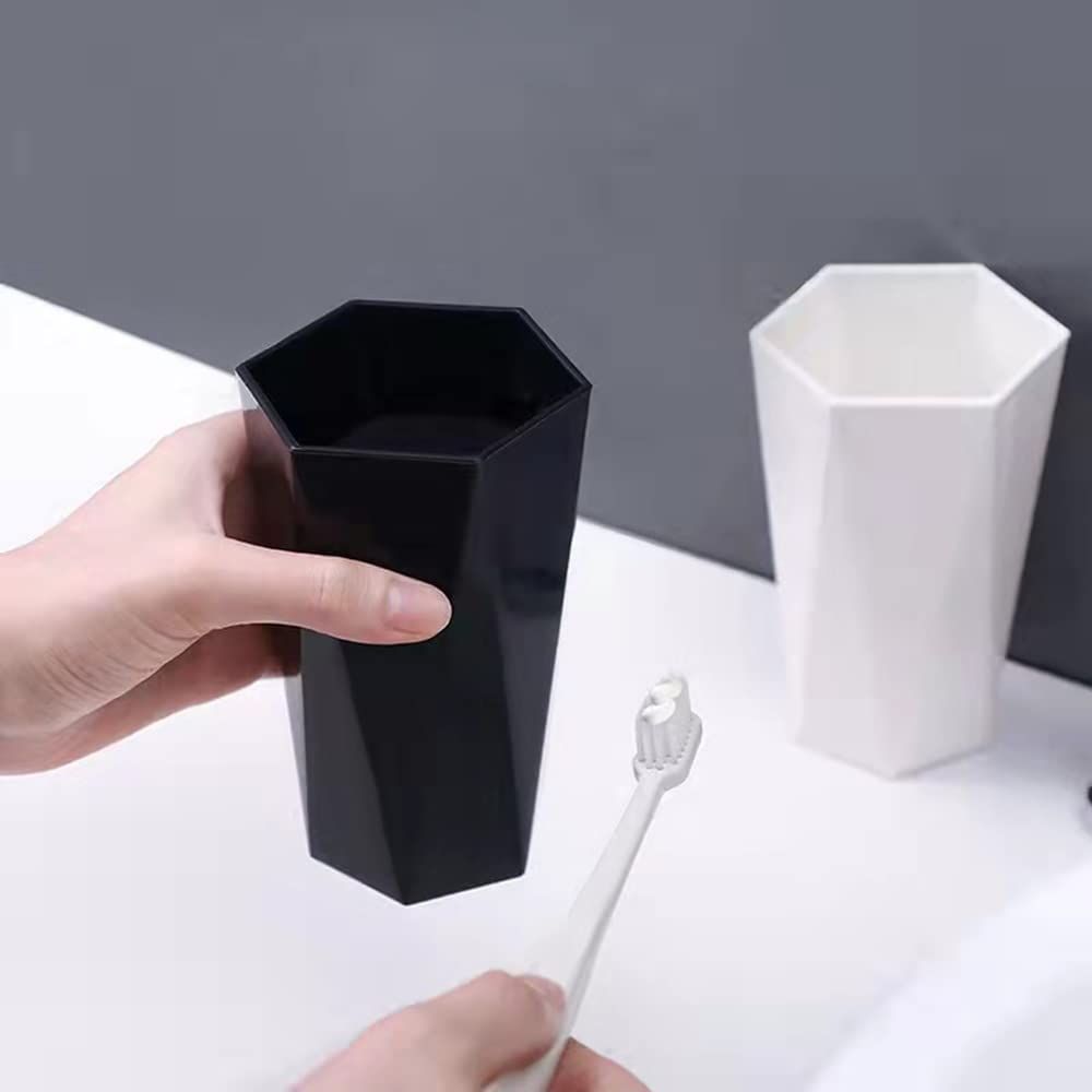 Bathroom Cups 2Pieces, Plastic Toothbrush Holder, Tumbler Cup, Geometric view 4