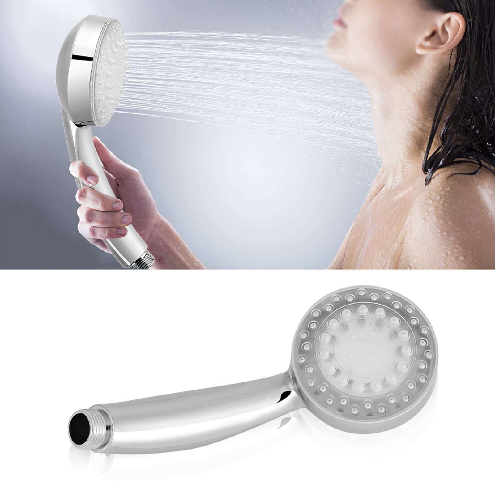Temperature Sensitive Gradient LED Shower Head Showerheads Light Water Stream view 2