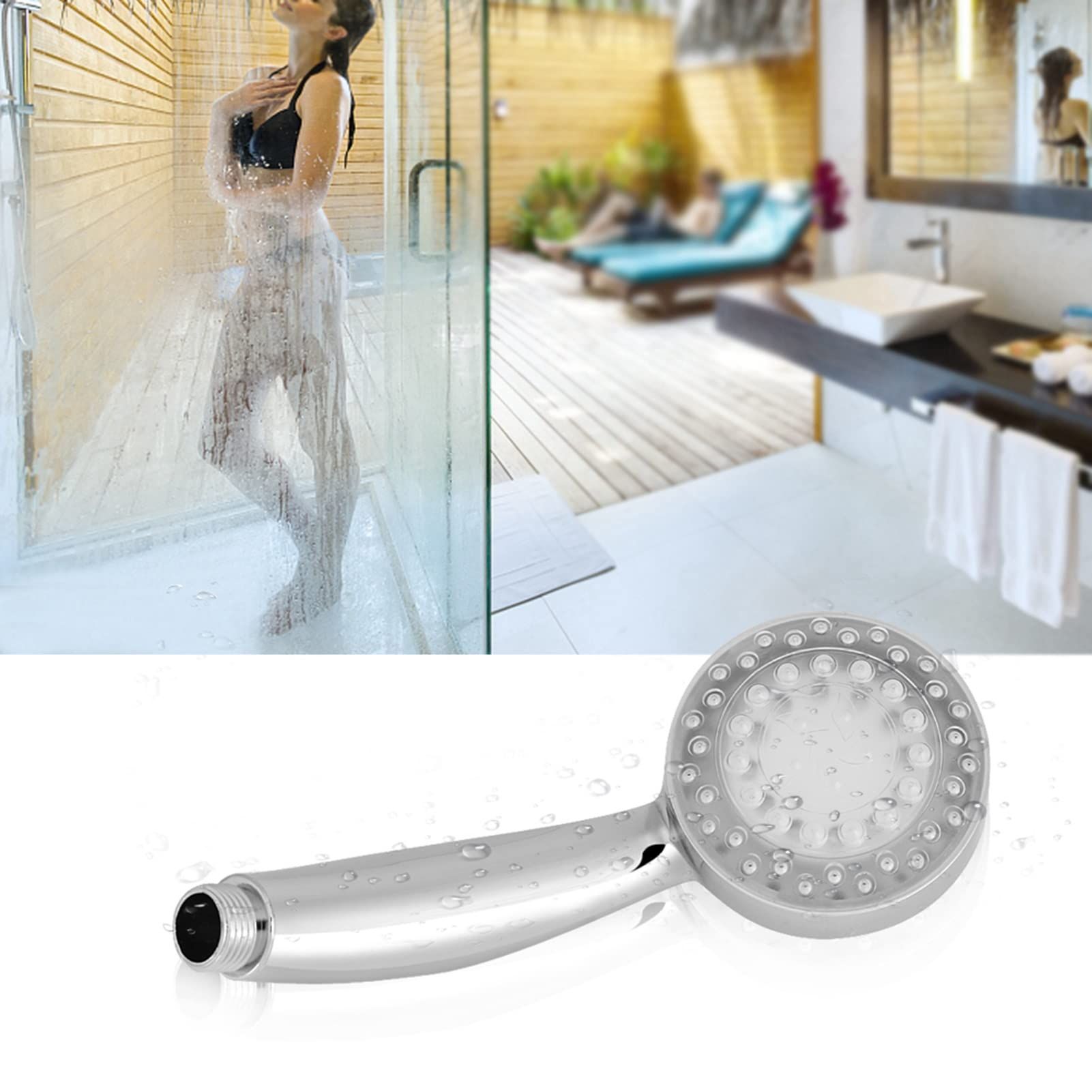Temperature Sensitive Gradient LED Shower Head Showerheads Light Water Stream view 3