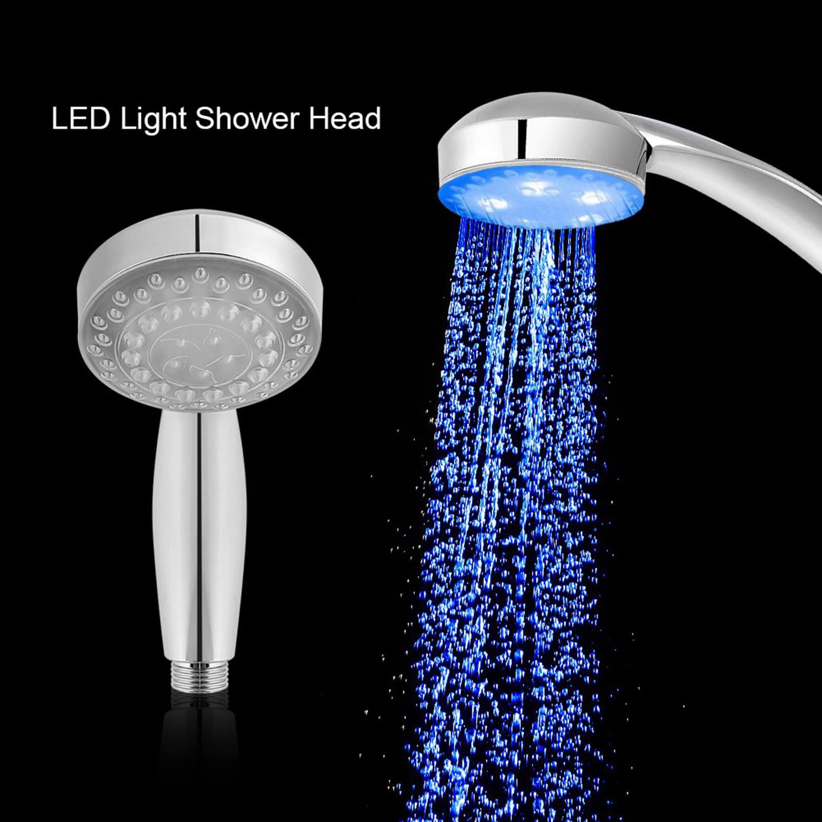 Temperature Sensitive Gradient LED Shower Head Showerheads Light Water Stream view 4