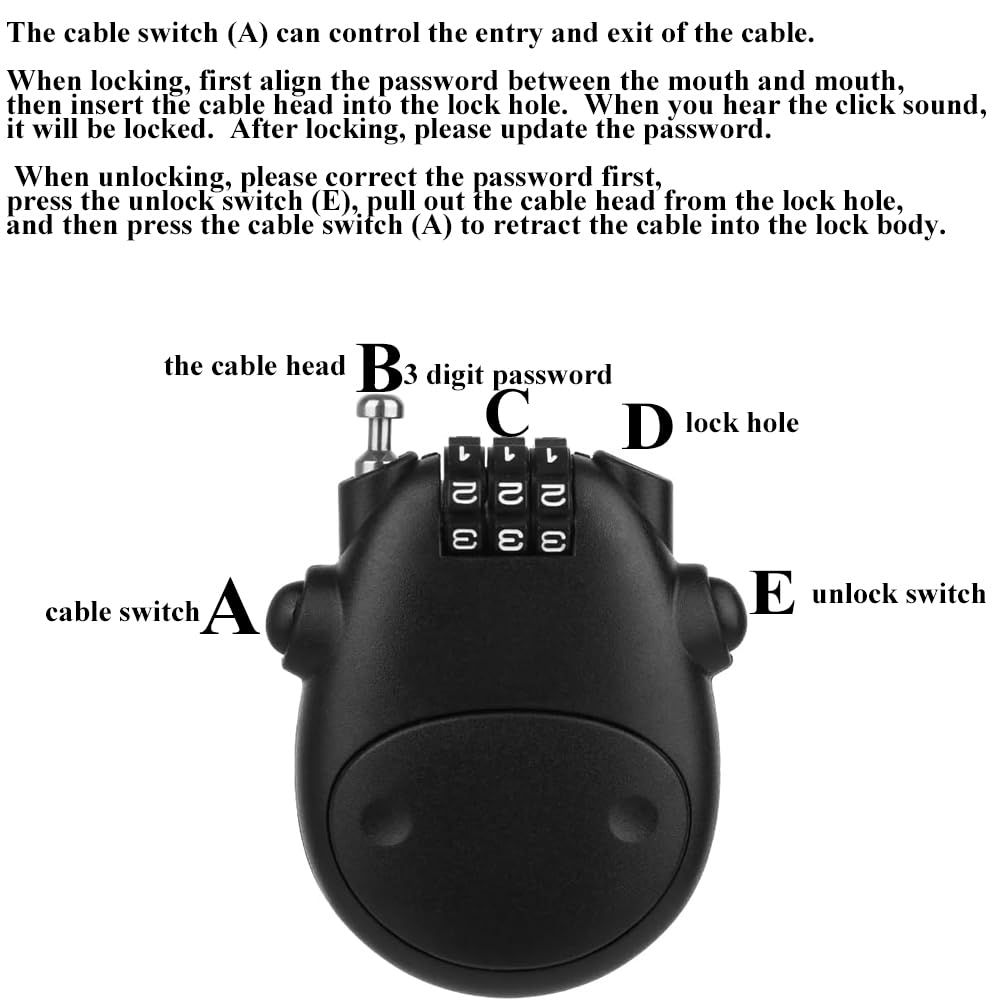 Combination Lock, Black, Suitcase, Helmet, Bike, Luggage, Doors, Briefcase view 5