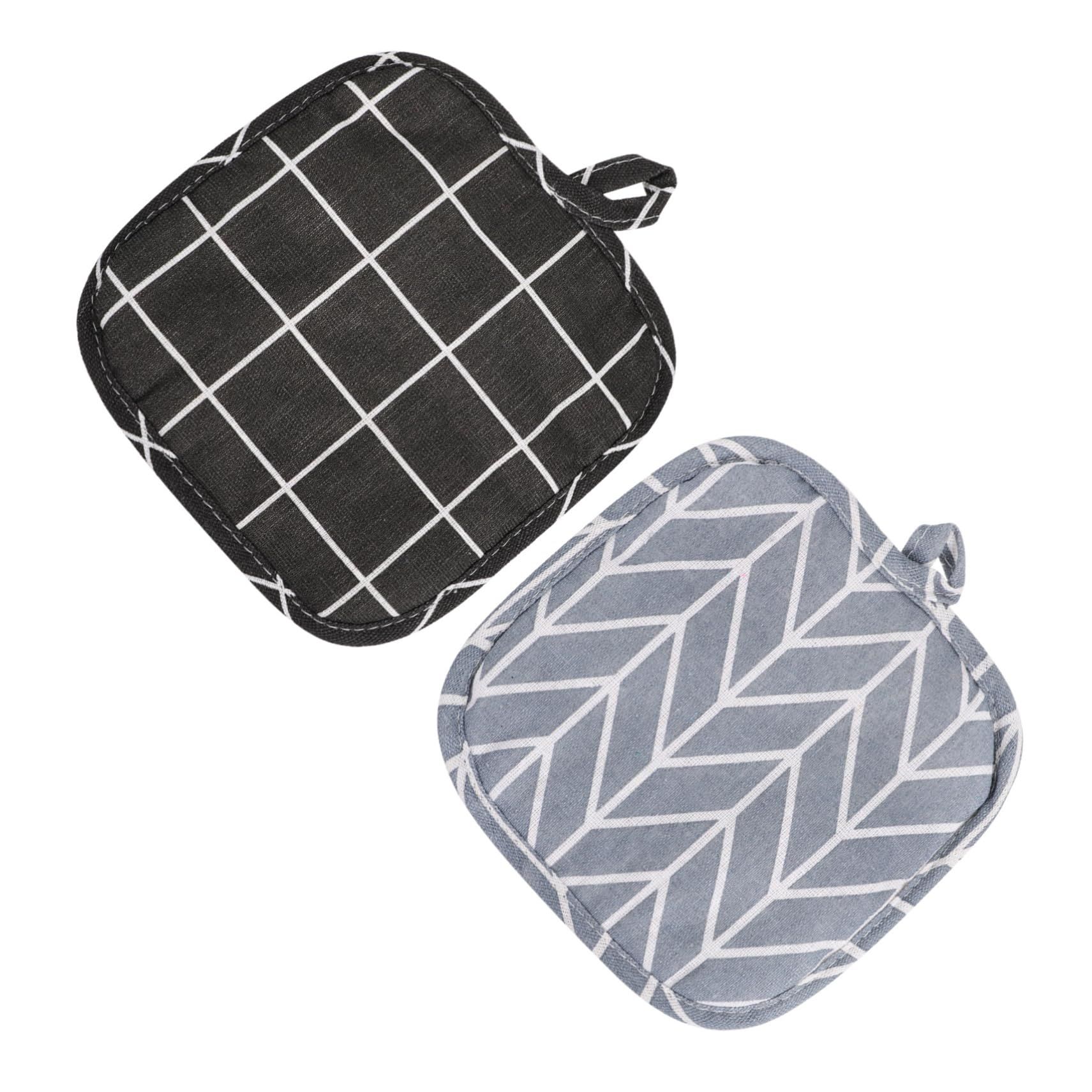 2 pcs Cotton Insulation Pad Cloth Pot Holder Silicone Hot Bowl Holder Kitchen