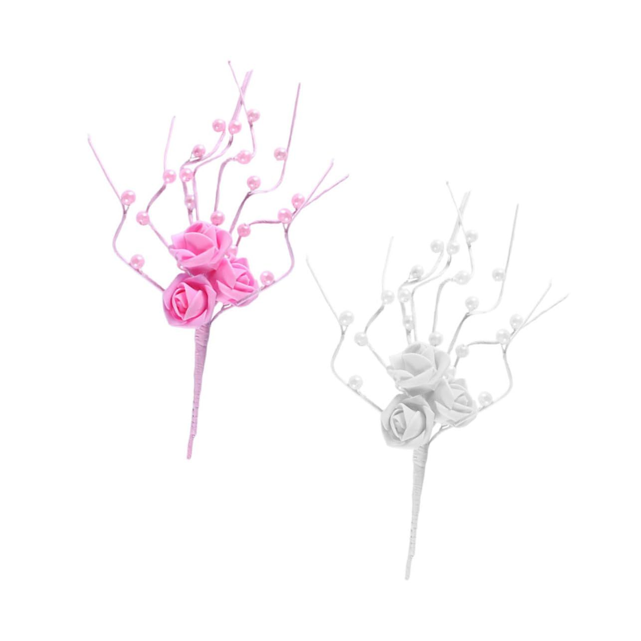 2pcs Rose Pearl Tree Unique Cake Topper Rose Tree Branch Shaped Cake Decor