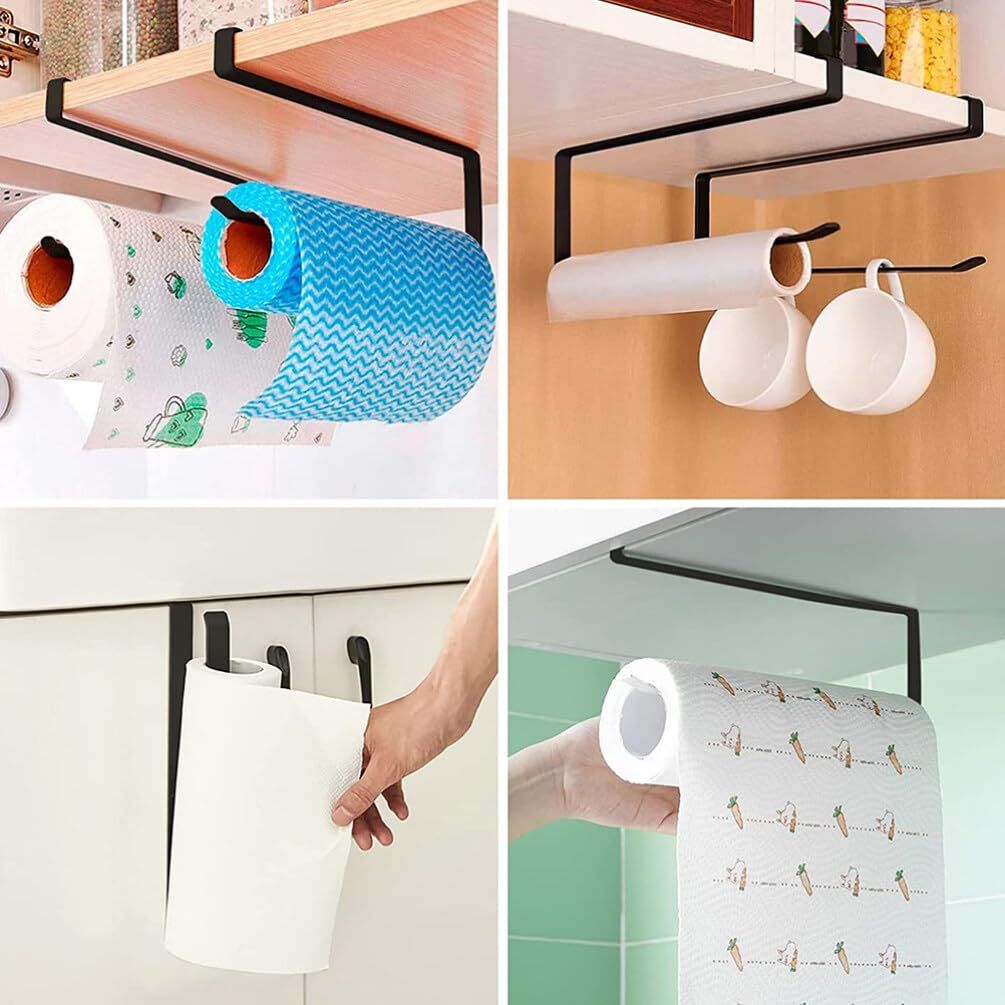 Paper Towel Holder Dispenser Under Cabinet Paper Roll Holders (NO Drilling) view 5