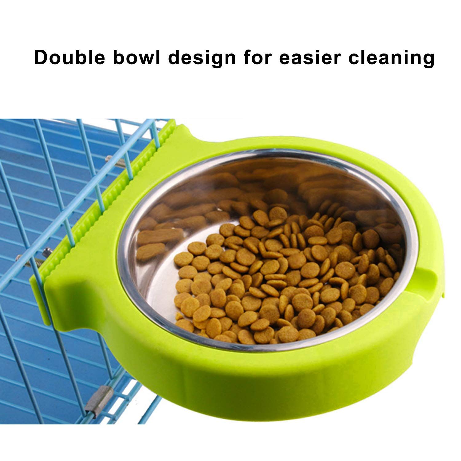 Crate Dog Bowl Removable Stainless Steel Water Food Feeder Bowls Cage Coop Cup view 2
