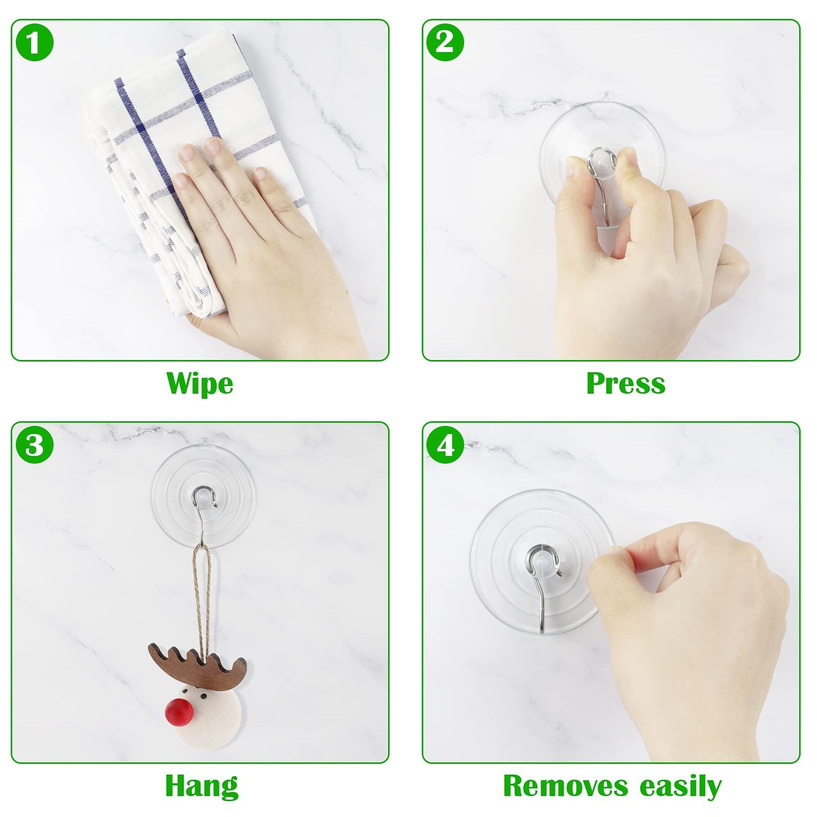 Suction Cup Hooks, Clear Suction Cups with Metal Hooks Large Suction Cup for view 5
