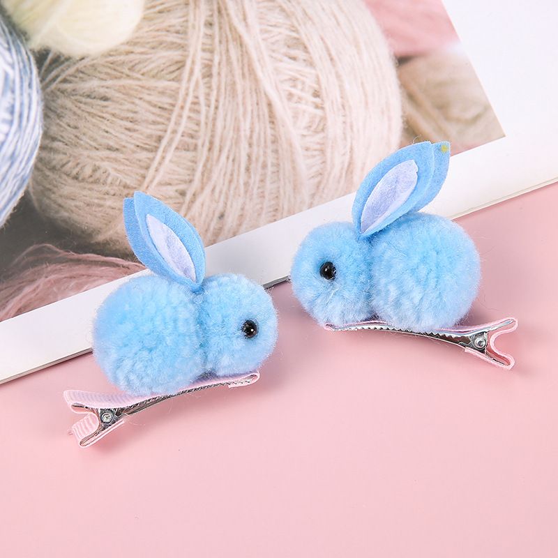 Cute cartoon rabbit hair clip three-dimensional soft plush rabbit hair clip view 3