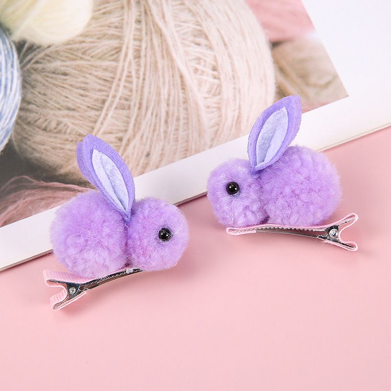 Cute cartoon rabbit hair clip three-dimensional soft plush rabbit hair clip view 4