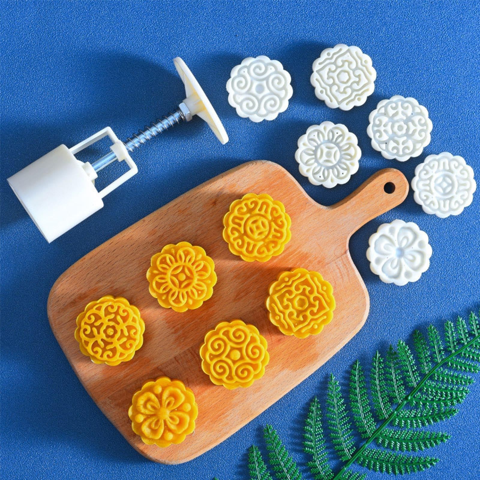 Moon Cake Mold 6 PCS, Mid Autumn Festival DIY Hand Press Cookie Stamps Pastry view 2