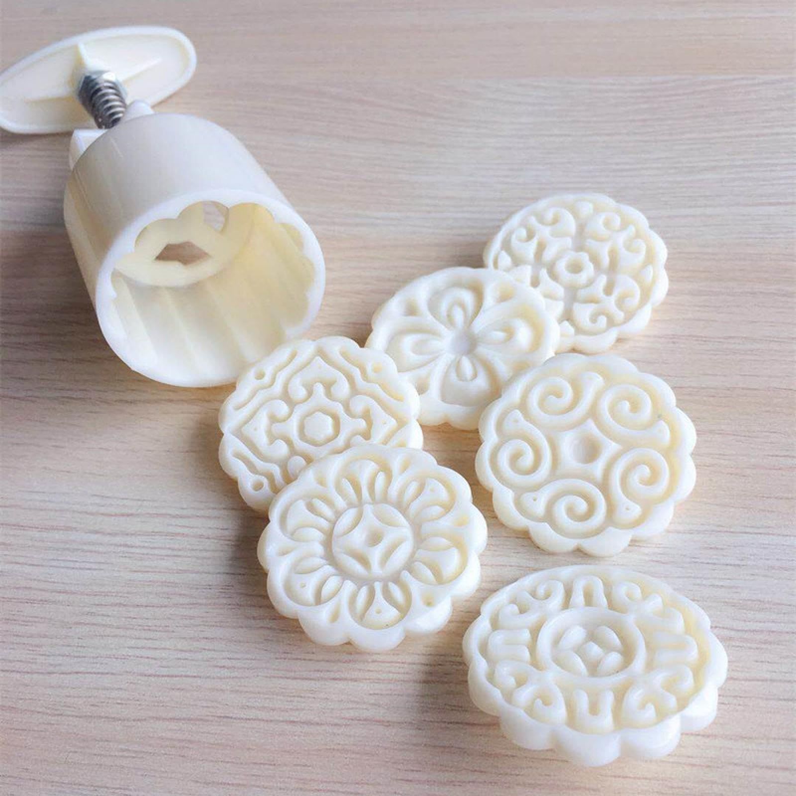 Moon Cake Mold 6 PCS, Mid Autumn Festival DIY Hand Press Cookie Stamps Pastry view 4