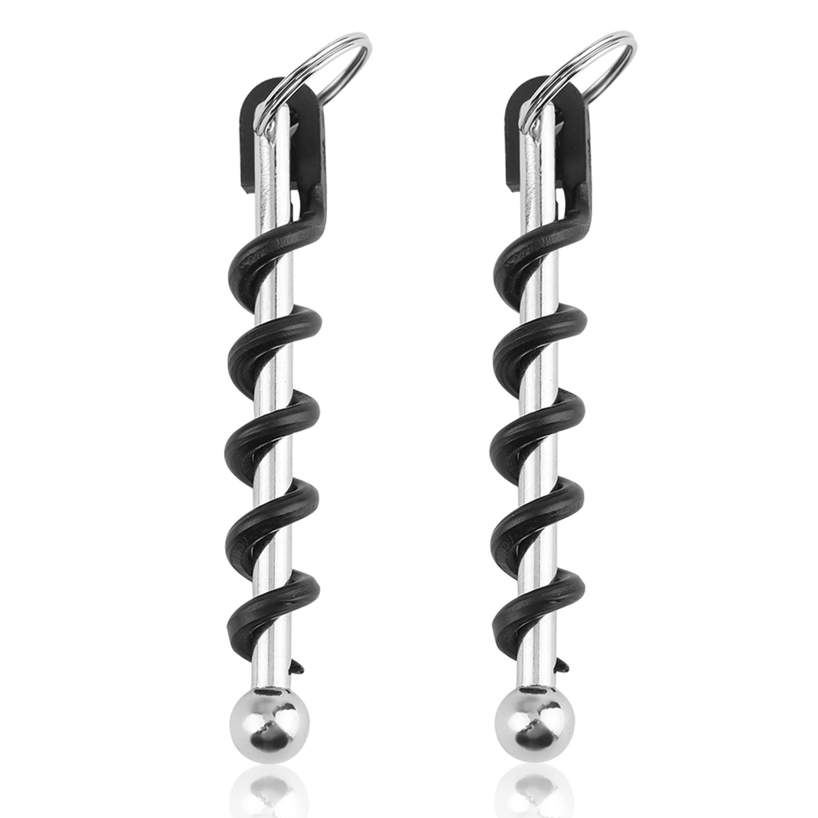 2Pcs Corkscrew Keychain, Stainless Steel Mini Small Key Ring Wine Opener for
