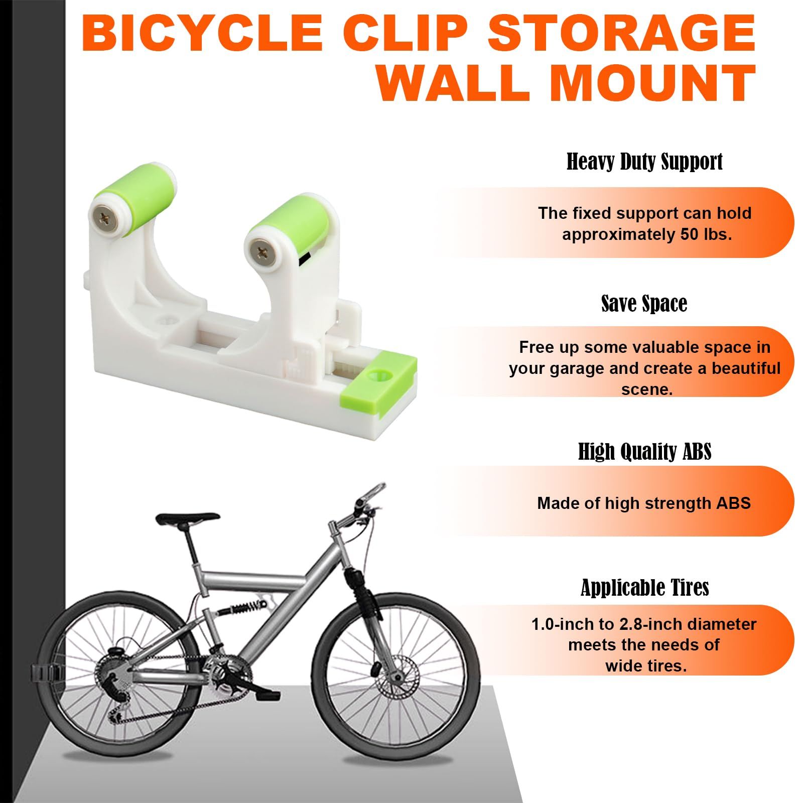 Bike Wall Mount, Adjustable Indoor Hanging Bike Rack for Garage or Home view 2
