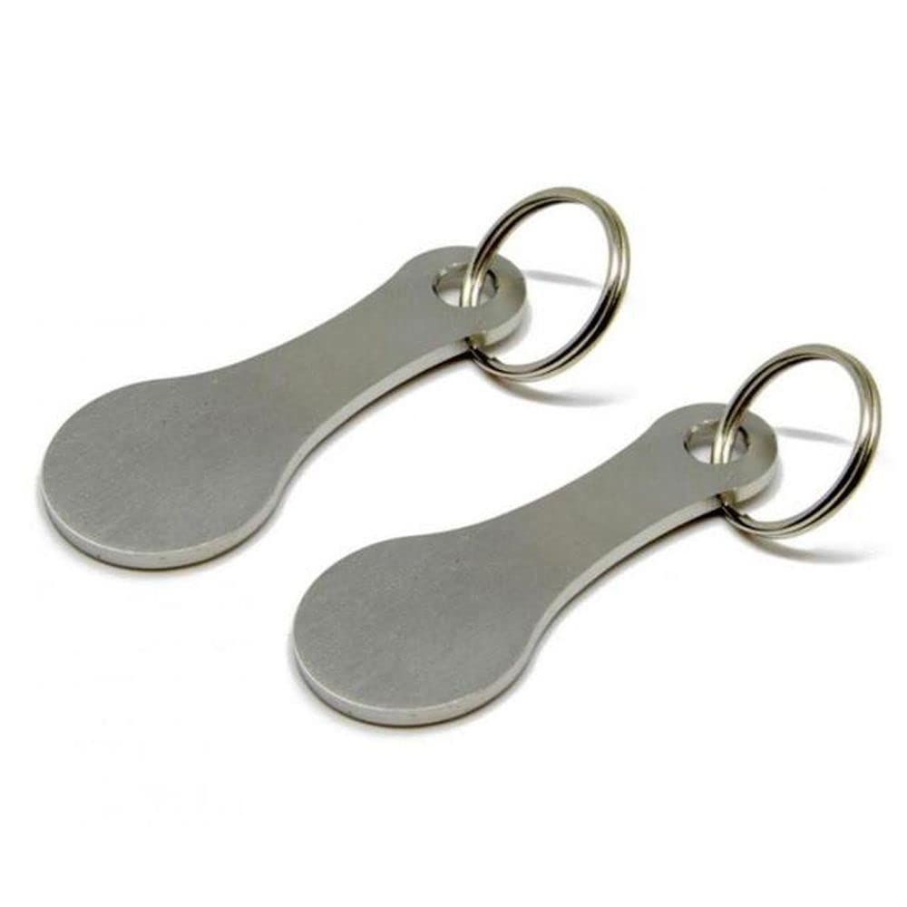 2 Pcs Mini Aluminum Alloy Key Ring Shopping Trolley Tokens - Small Quarter view 2