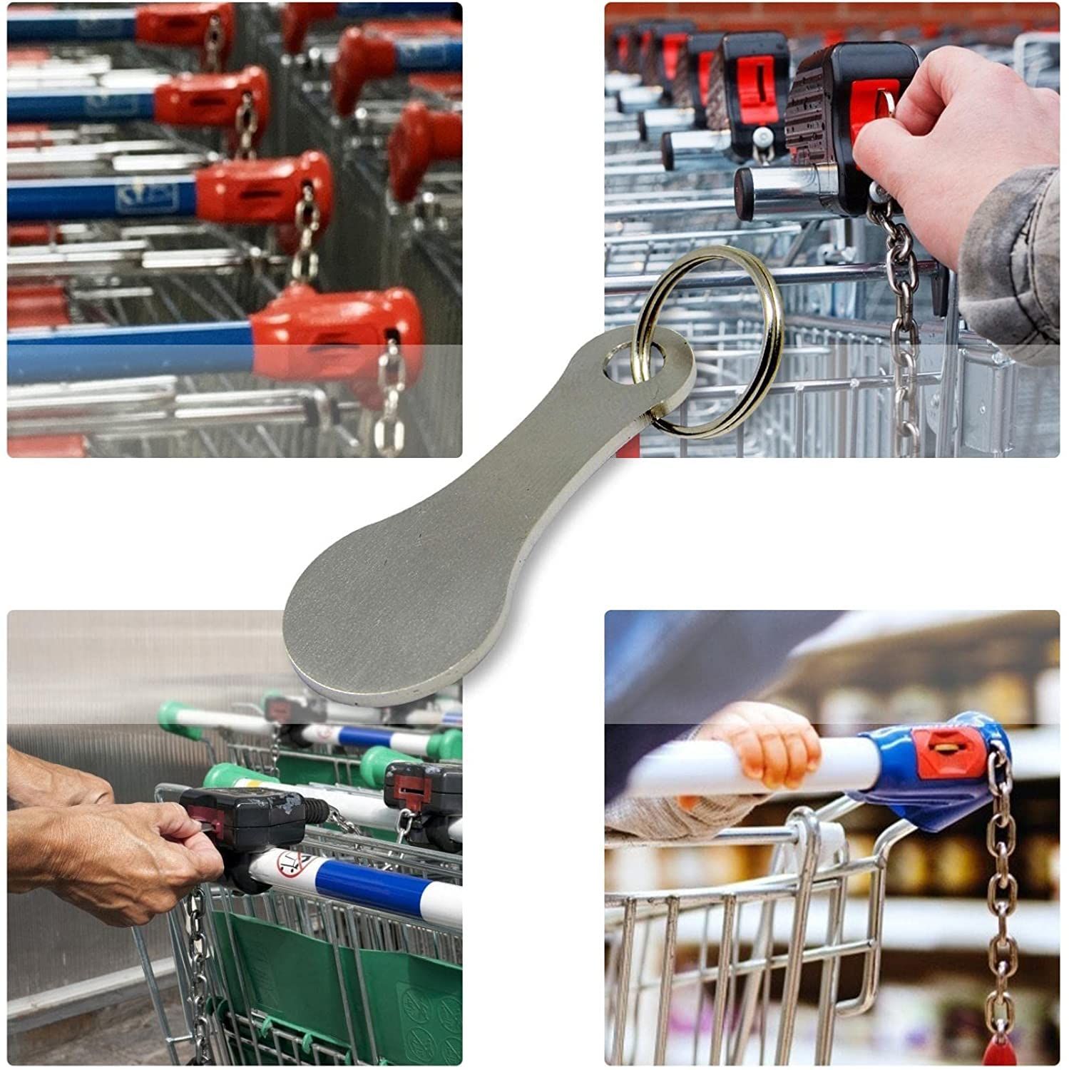 2 Pcs Mini Aluminum Alloy Key Ring Shopping Trolley Tokens - Small Quarter view 4
