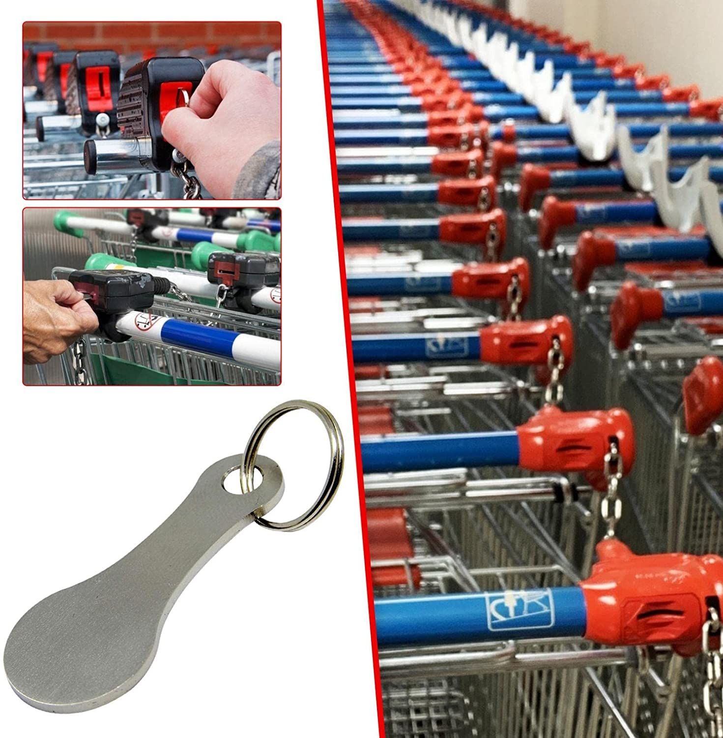 2 Pcs Mini Aluminum Alloy Key Ring Shopping Trolley Tokens - Small Quarter view 5