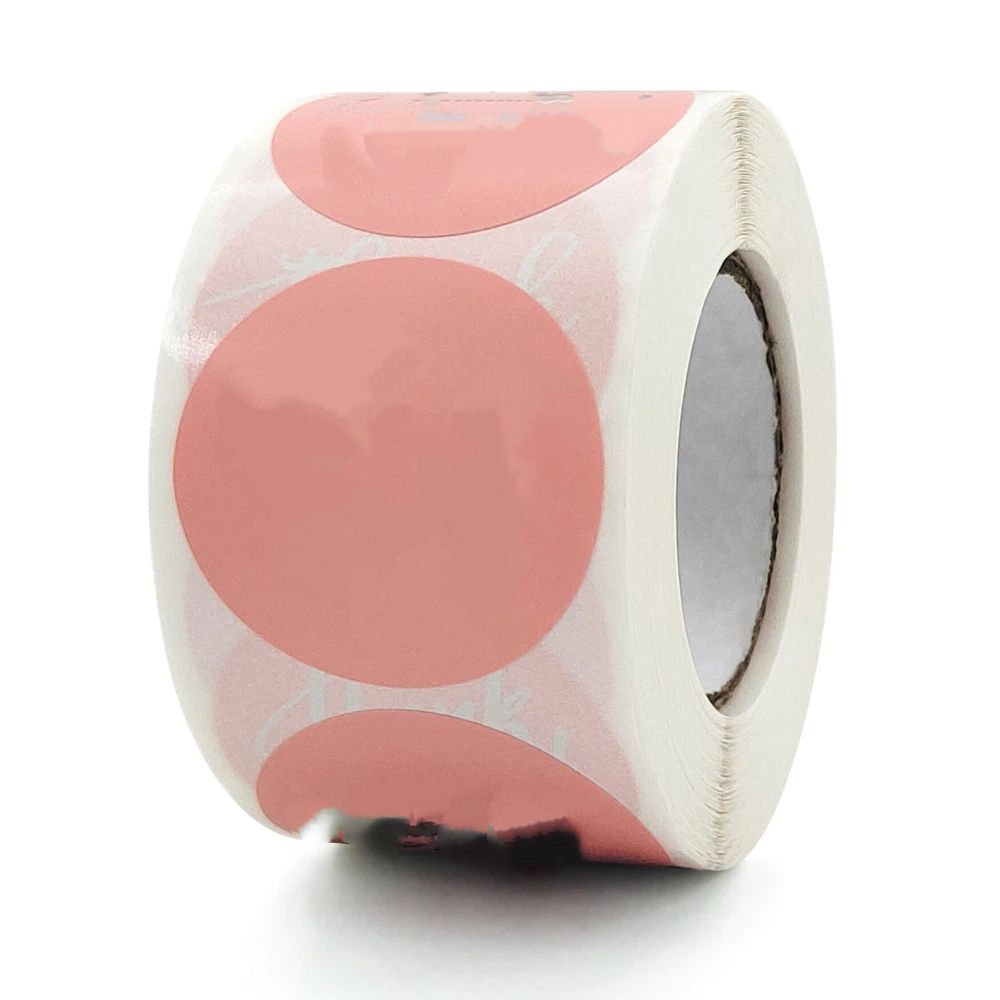 Pink Silver Thank You Stickers in1.5" in 1 Roll for Festival Cards Floral Bouquets
