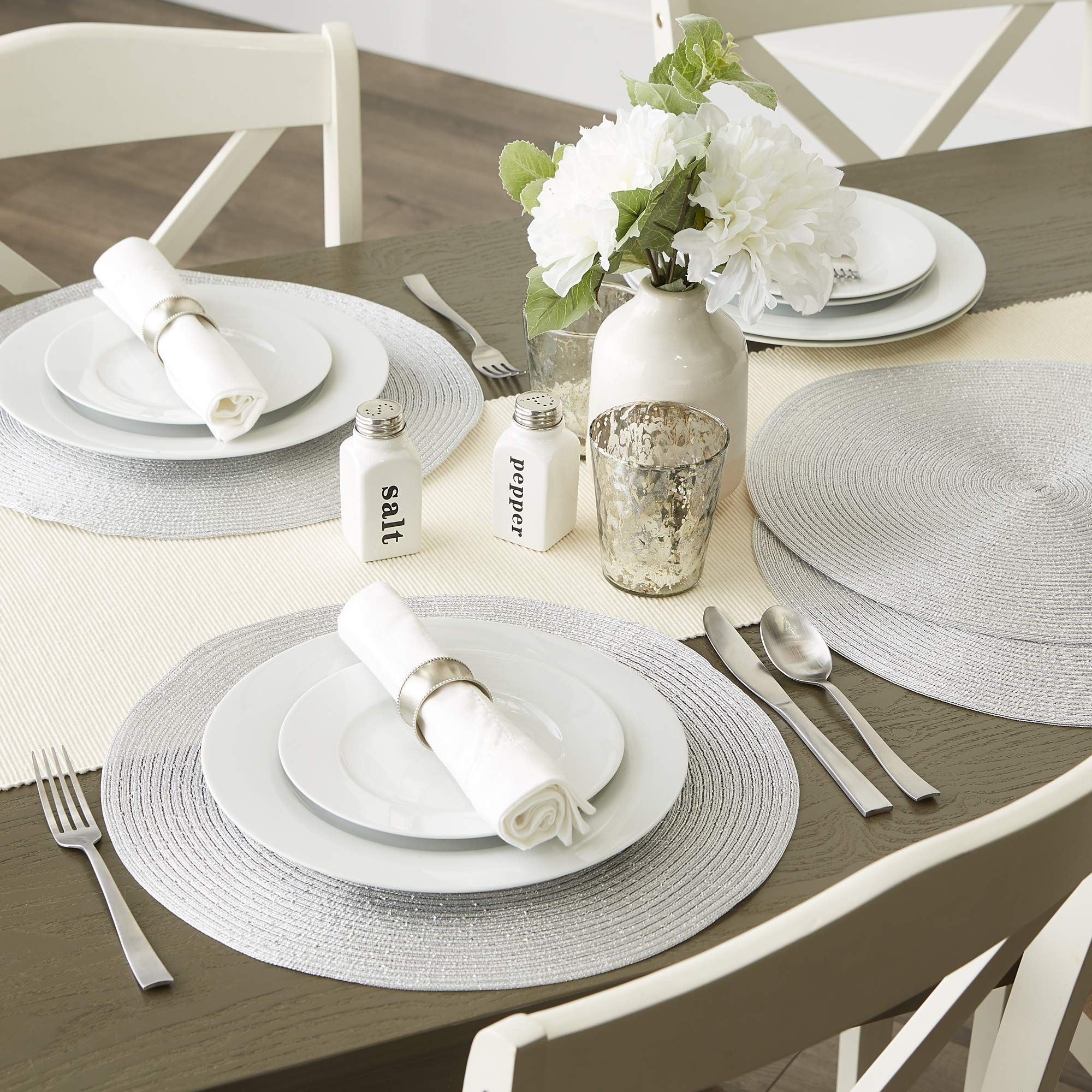 4 Piece DII Woven Placemats Collection Metallic Round Placemat Set view 5