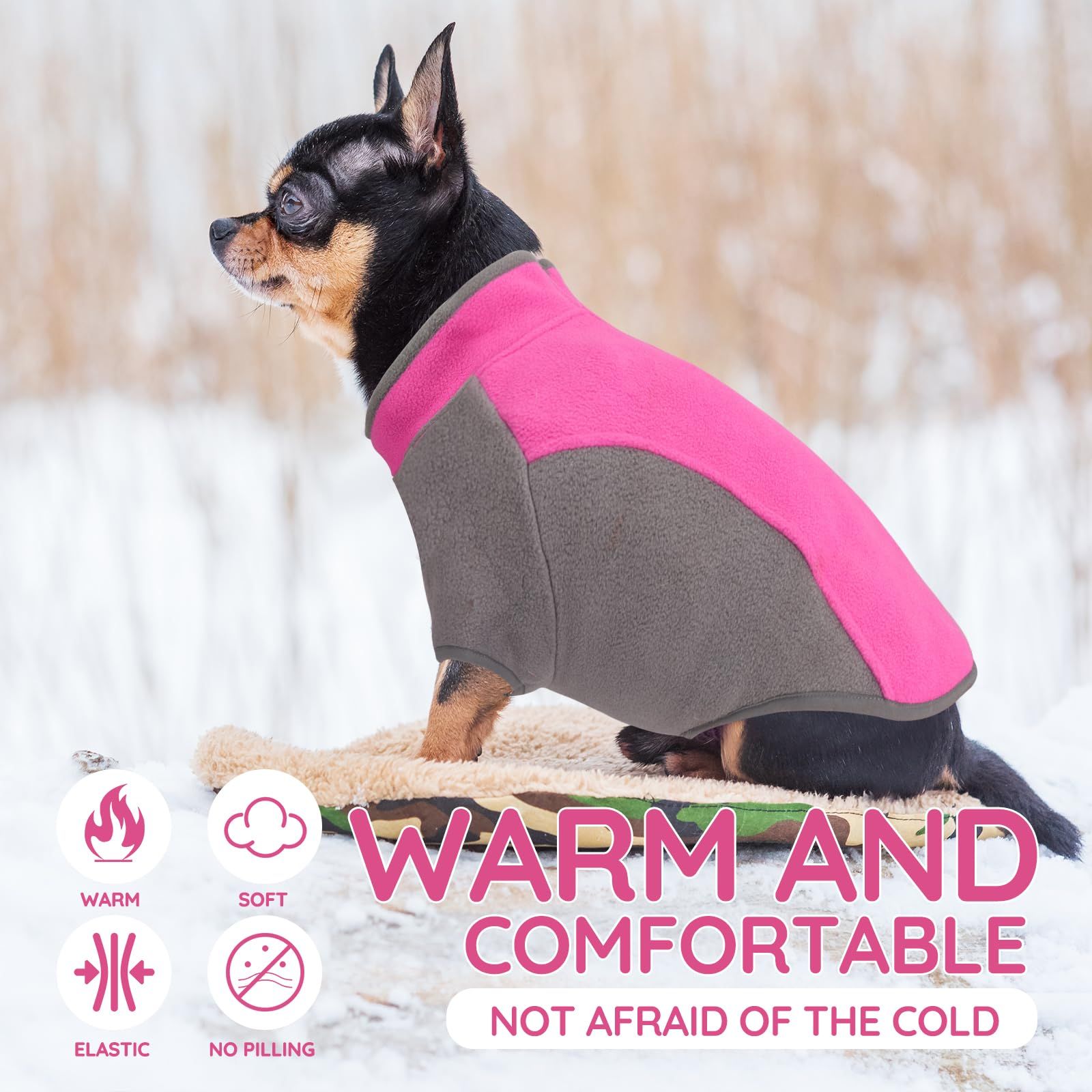 Fleece Dog Vest,Pullover Soft Dog Jacket,Cold Weather Dog Jacket for Small view 2