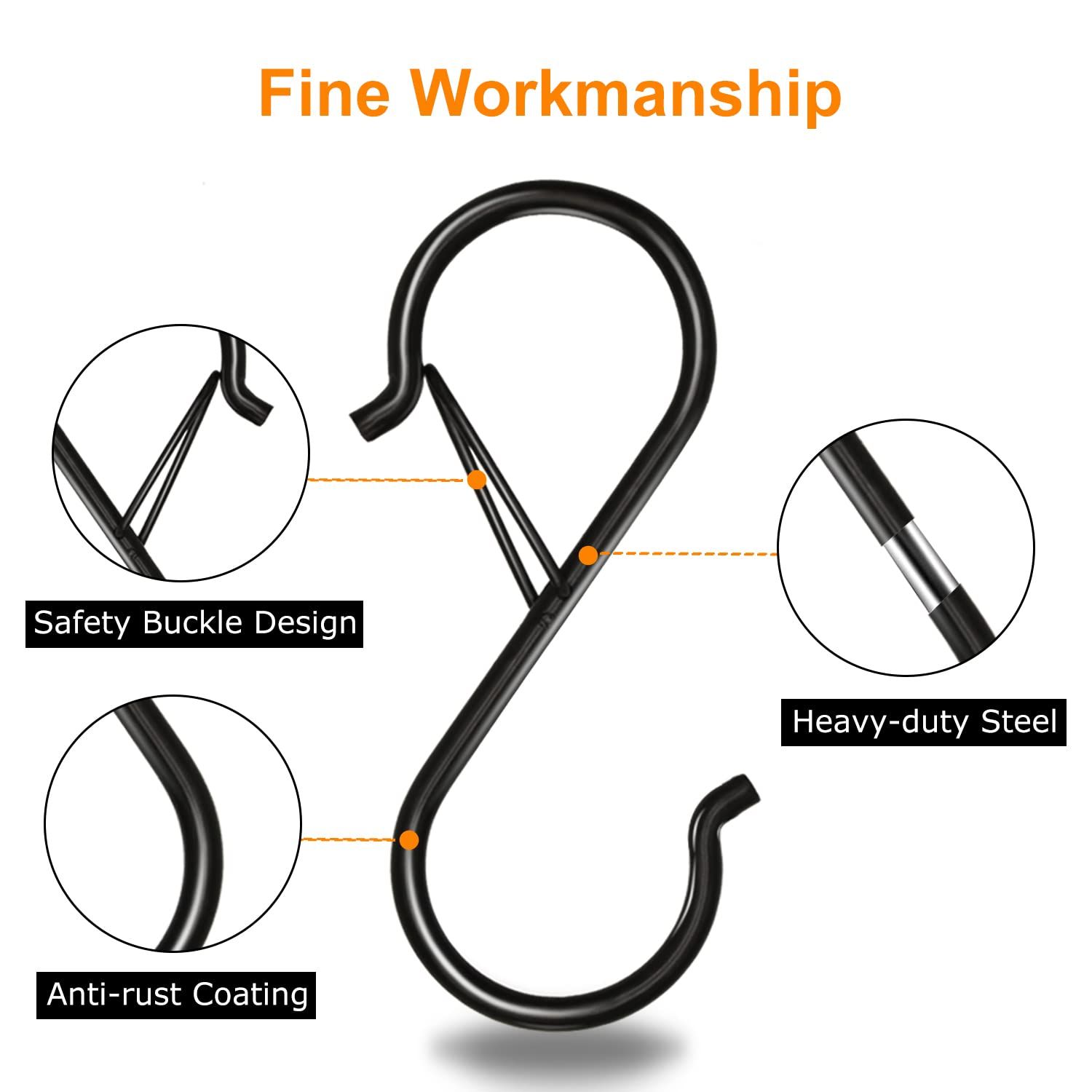 6 Pack S Hooks for Hanging view 2